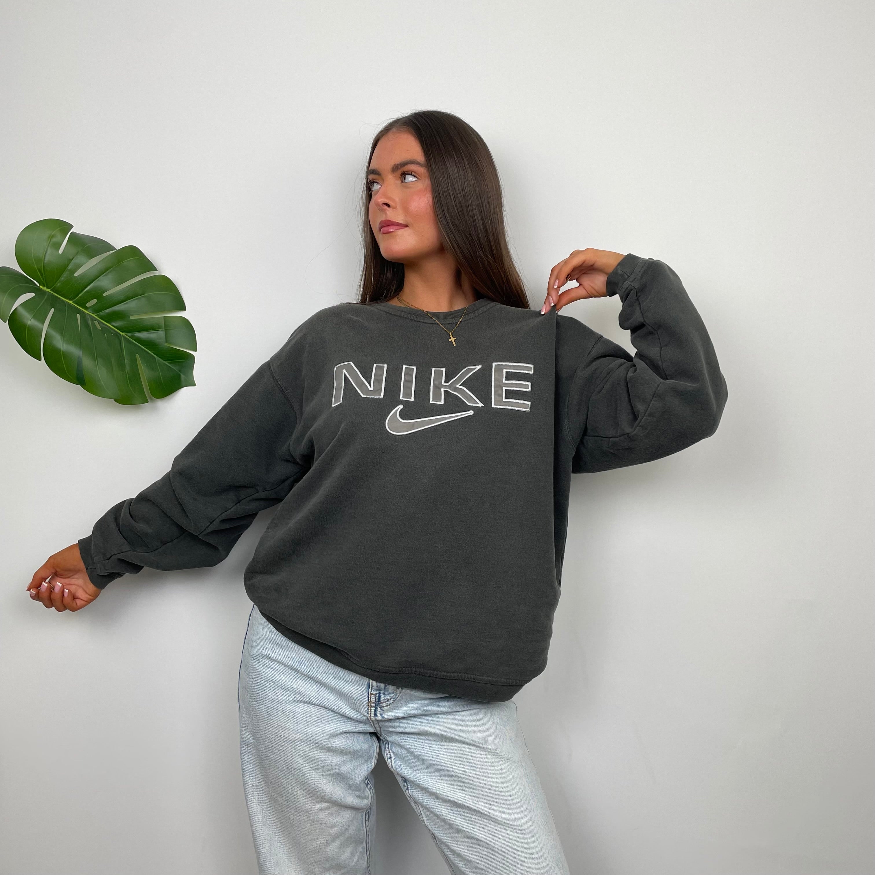 Nike Grey Embroidered Spell Out Sweatshirt (S)