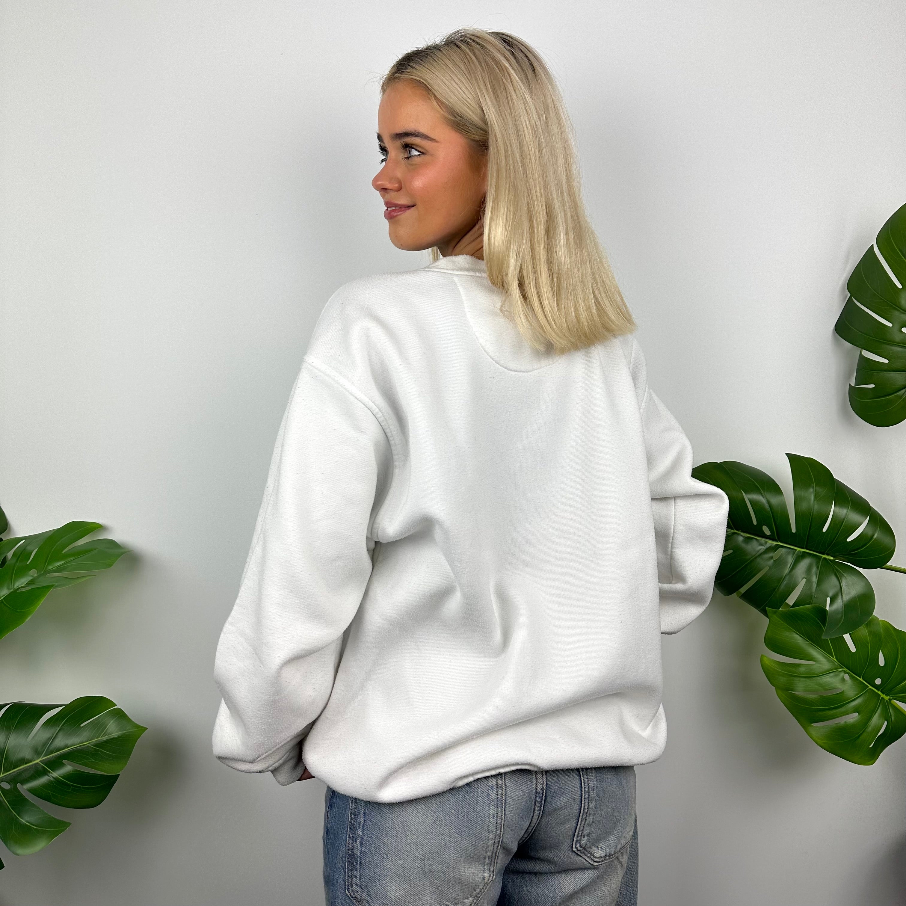 Nike White Embroidered Spell Out Sweatshirt (L)