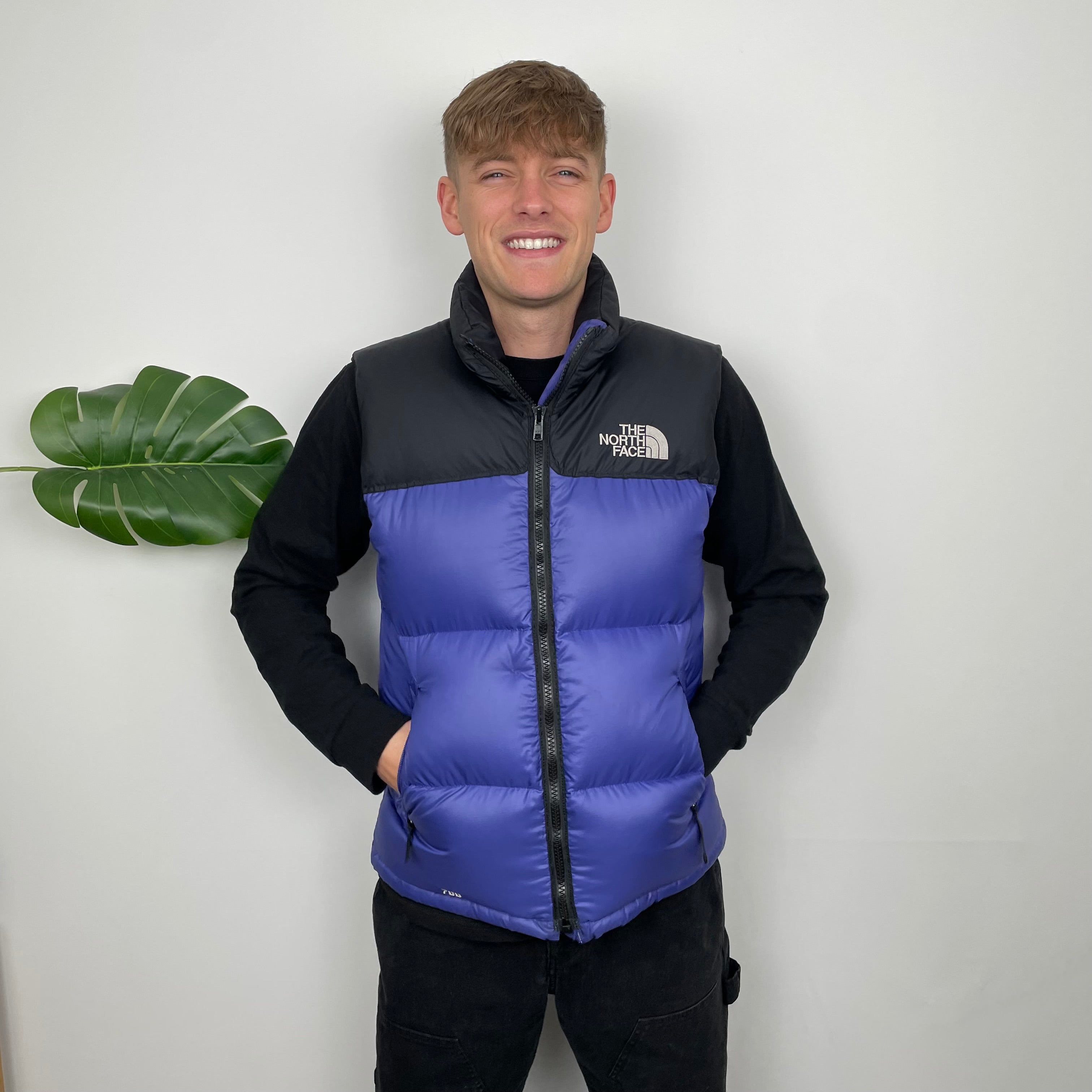 North Face RARE Blue Nuptse 700 Puffer Gilet (M)