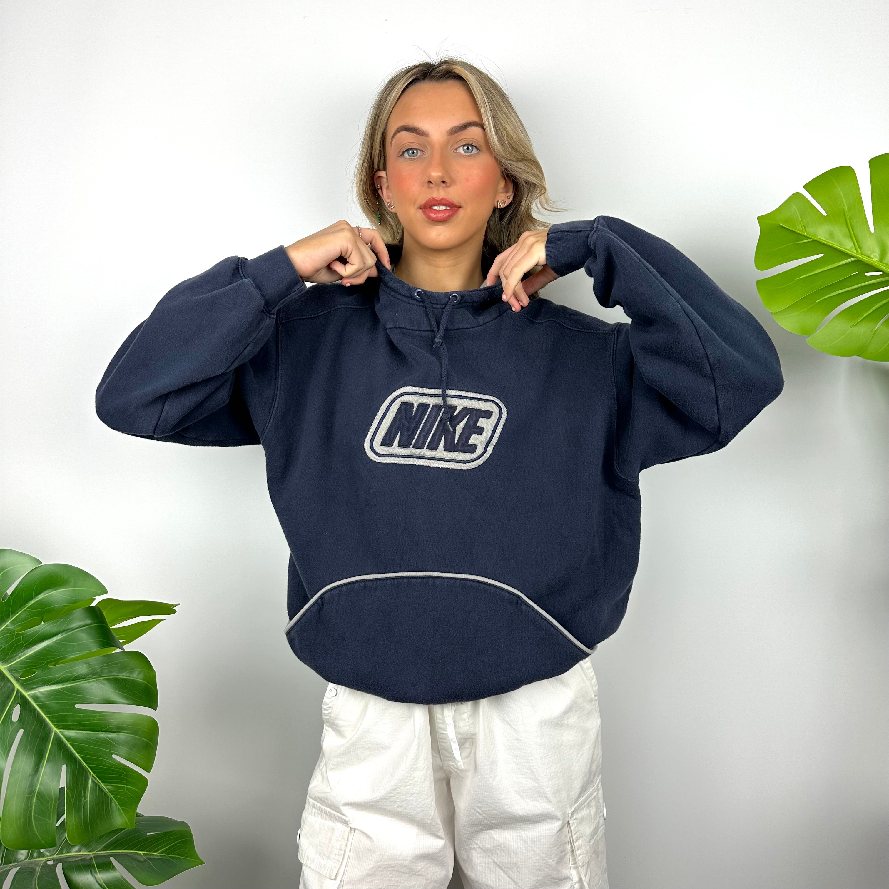 Nike Navy Embroidered Spell Out Hoodie (S)