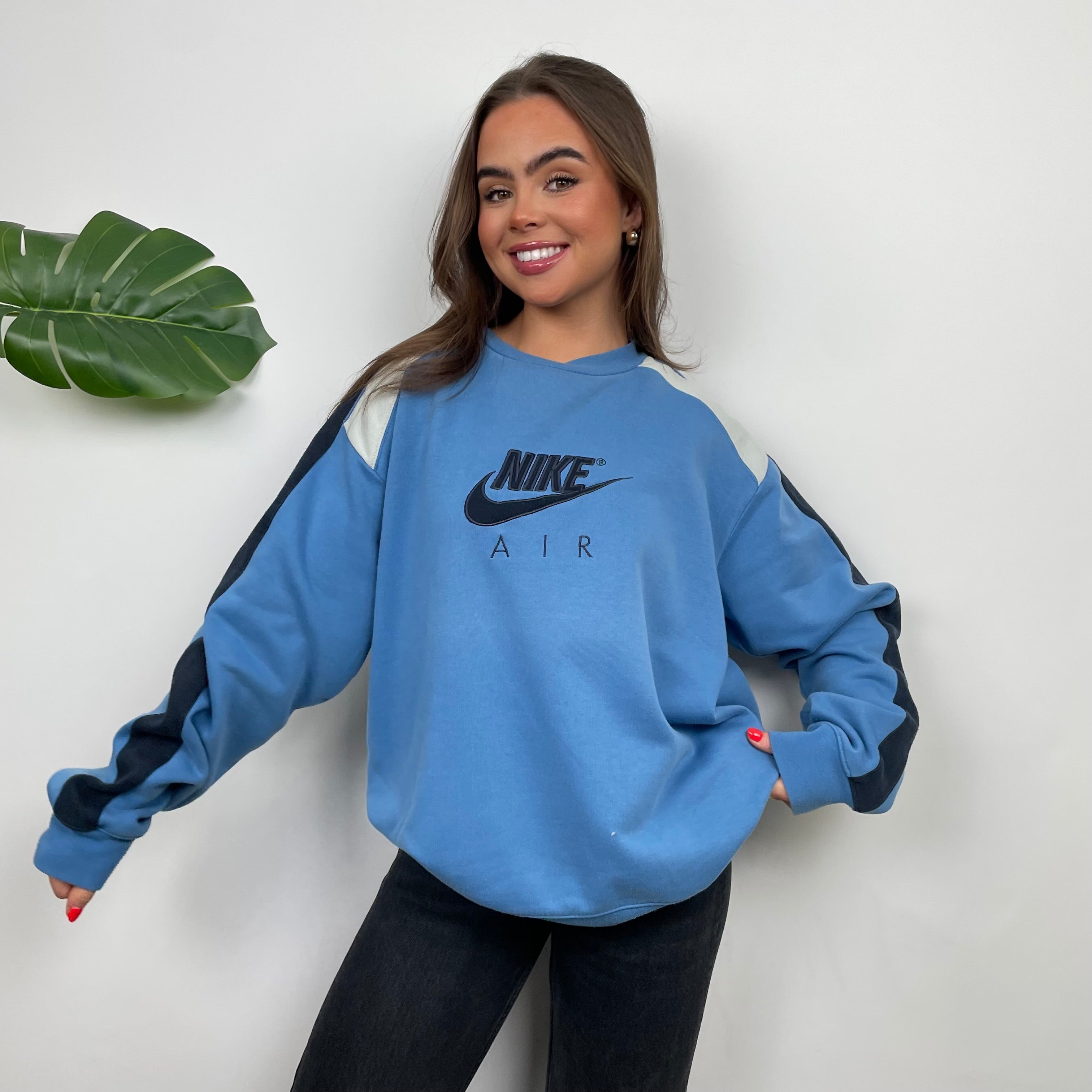 Nike Baby Blue Embroidered Spell Out Sweatshirt (L)