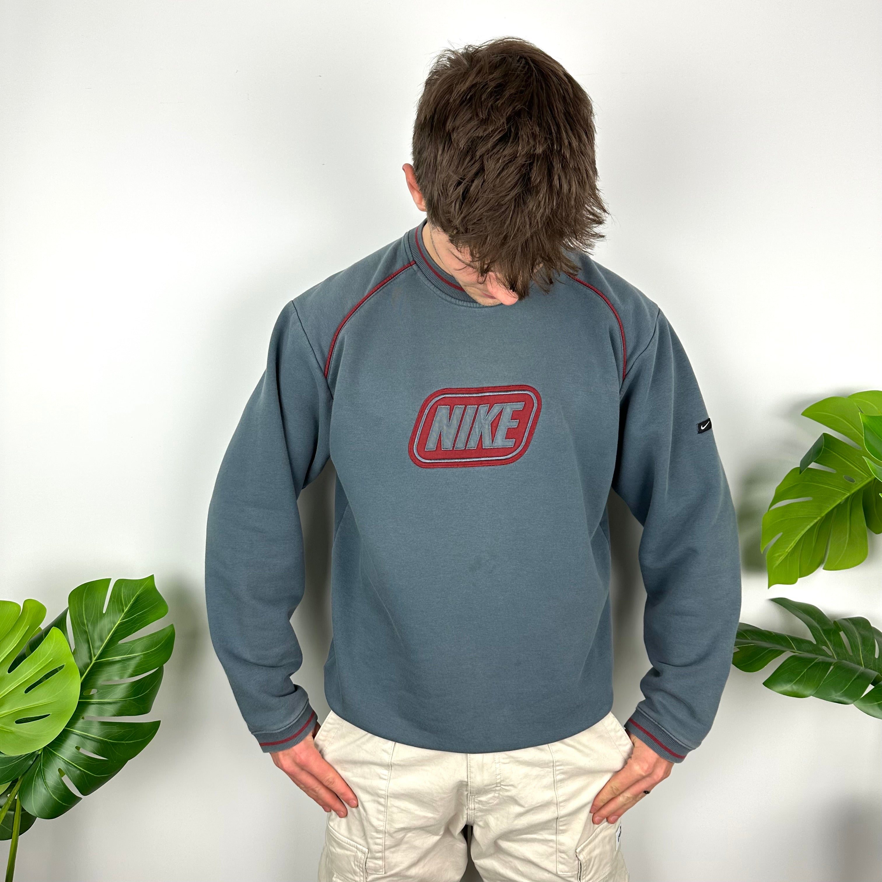 Nike Blue Embroidered Spell Out Sweatshirt (L)