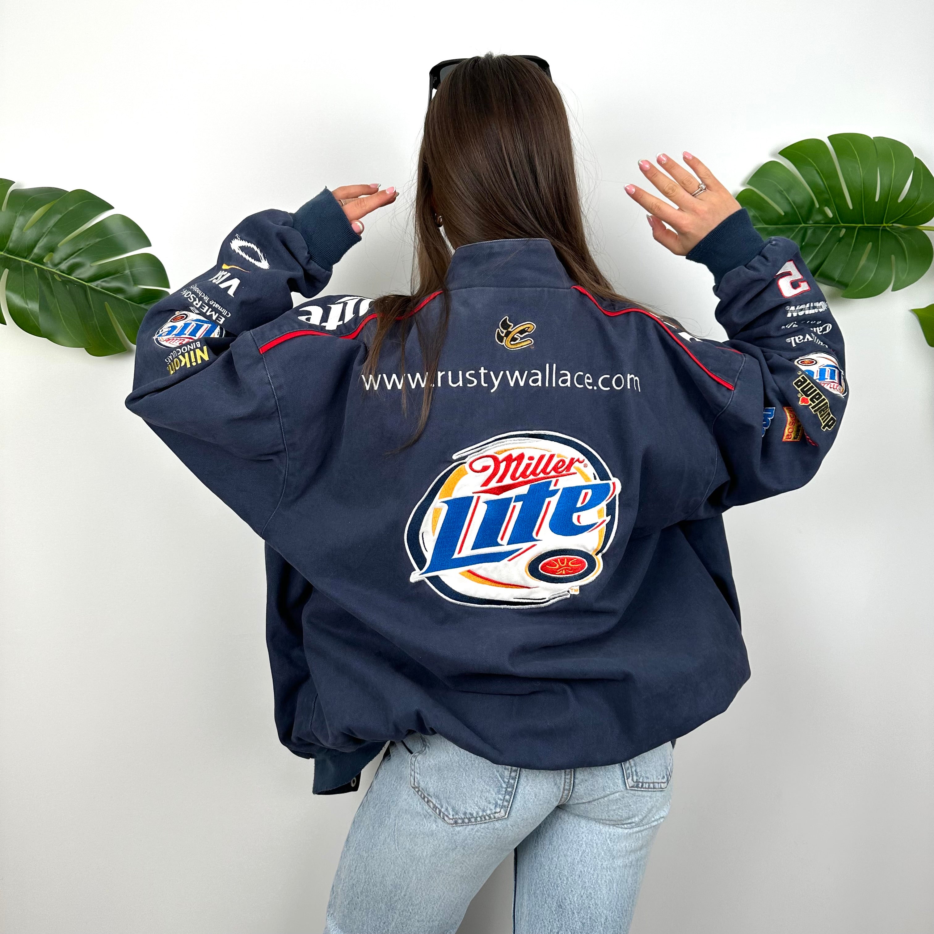 Miller Lite RARE Navy NASCAR Racing Jacket (XL)