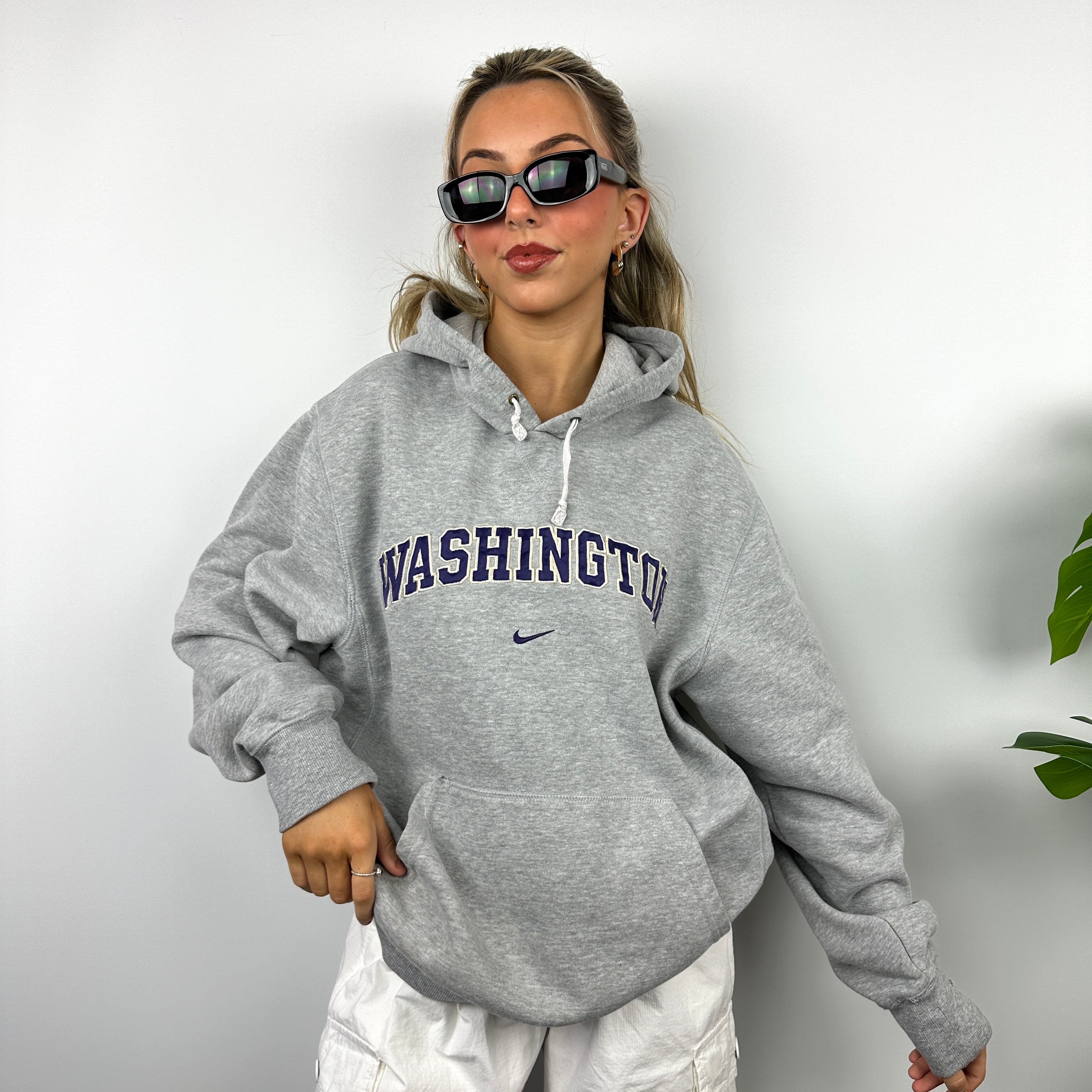 Nike X Washington Grey Embroidered Spell Out Hoodie (XL)
