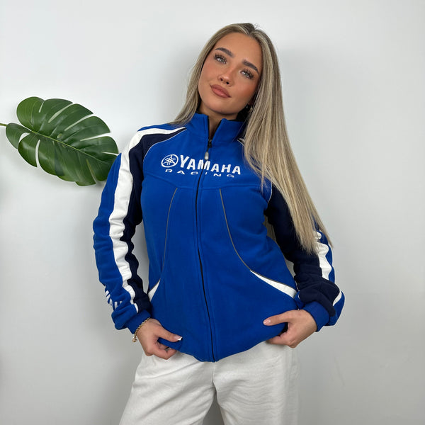 Yamaha Racing Team Blue Embroidered Spell Out Zip Up Hoodie Jacket (M)