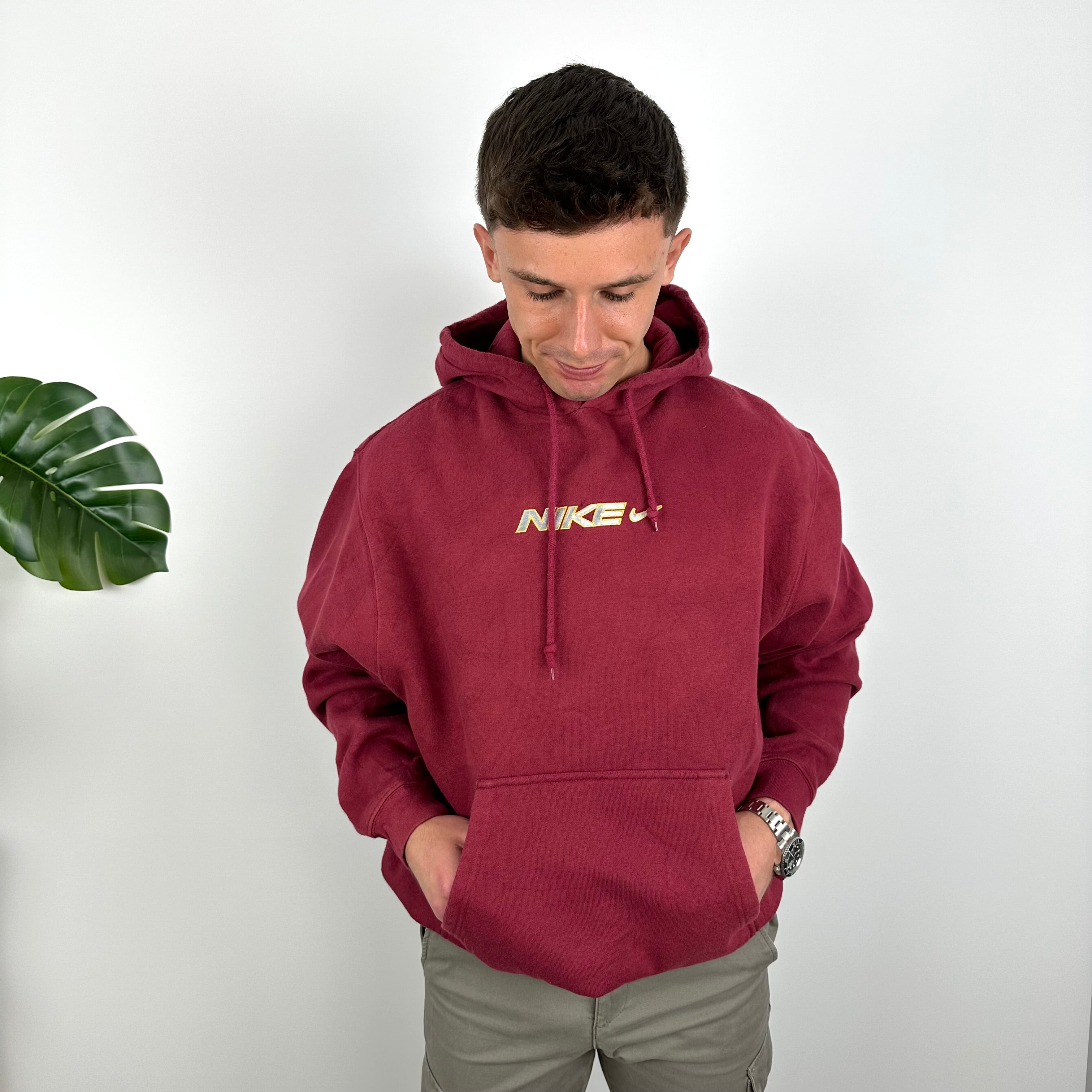 Nike Red Embroidered Spell Out Hoodie (L)