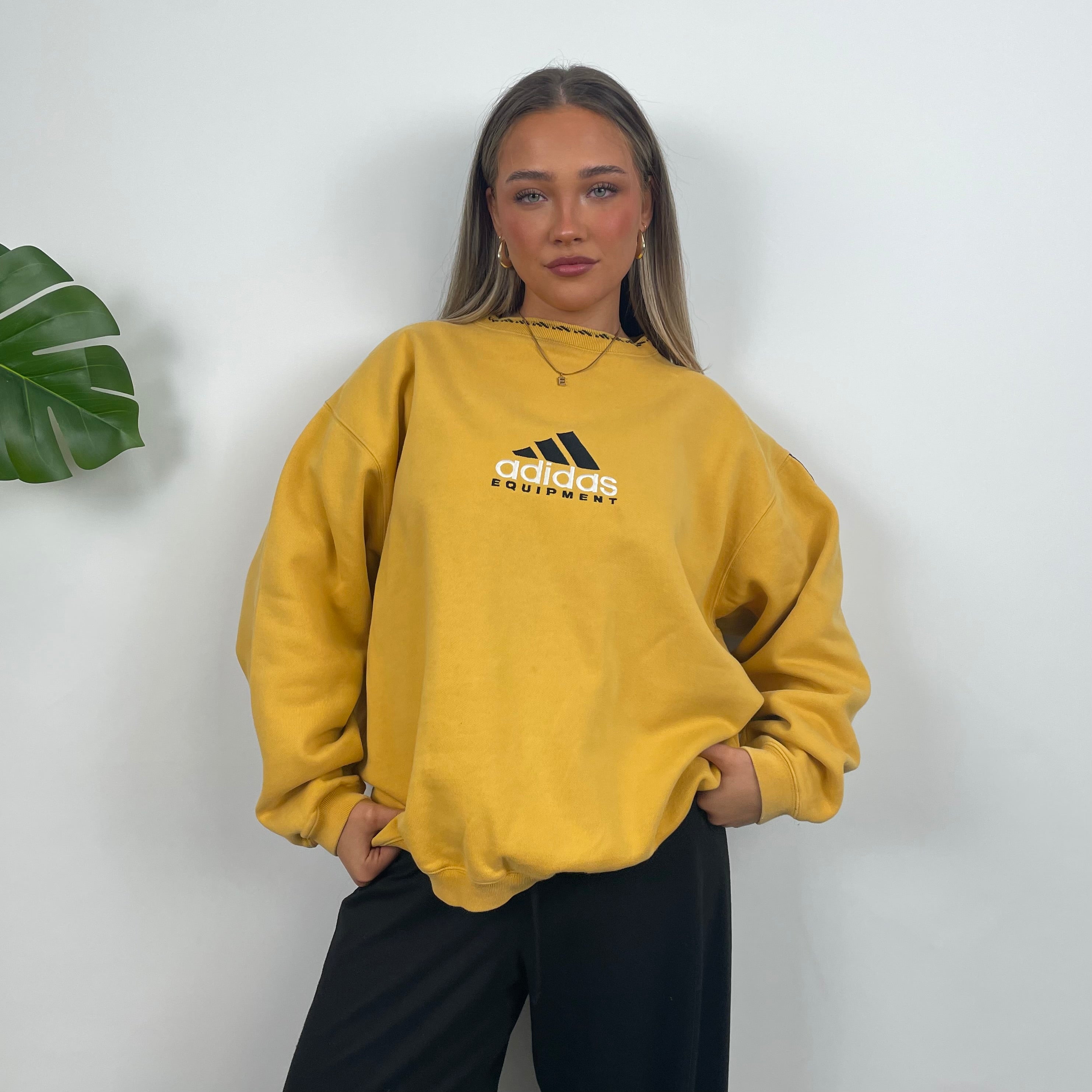 Adidas Equipment Yellow Embroidered Spell Out Sweatshirt (M)