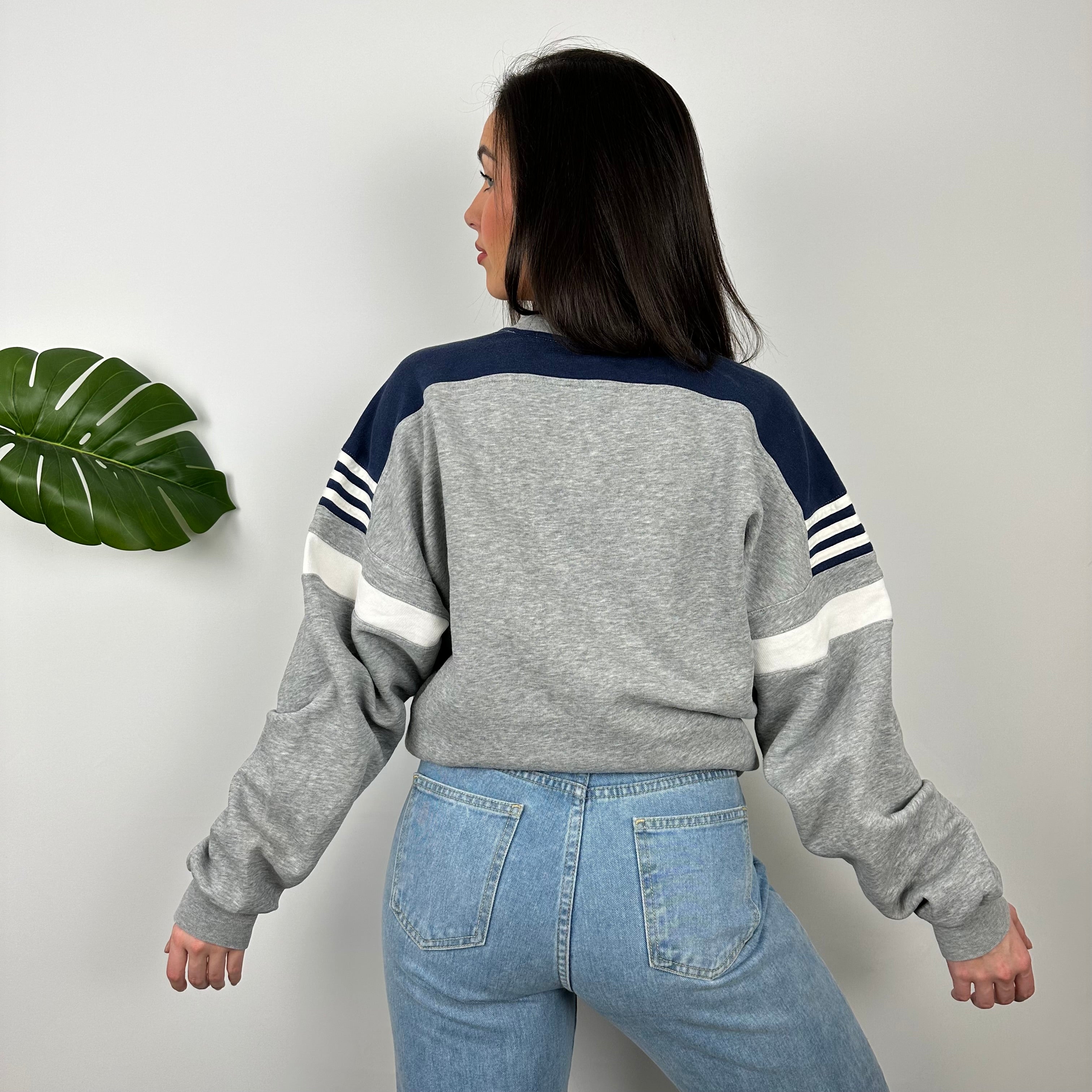 Adidas Grey & Navy Embroidered Spell Out Sweatshirt (L)