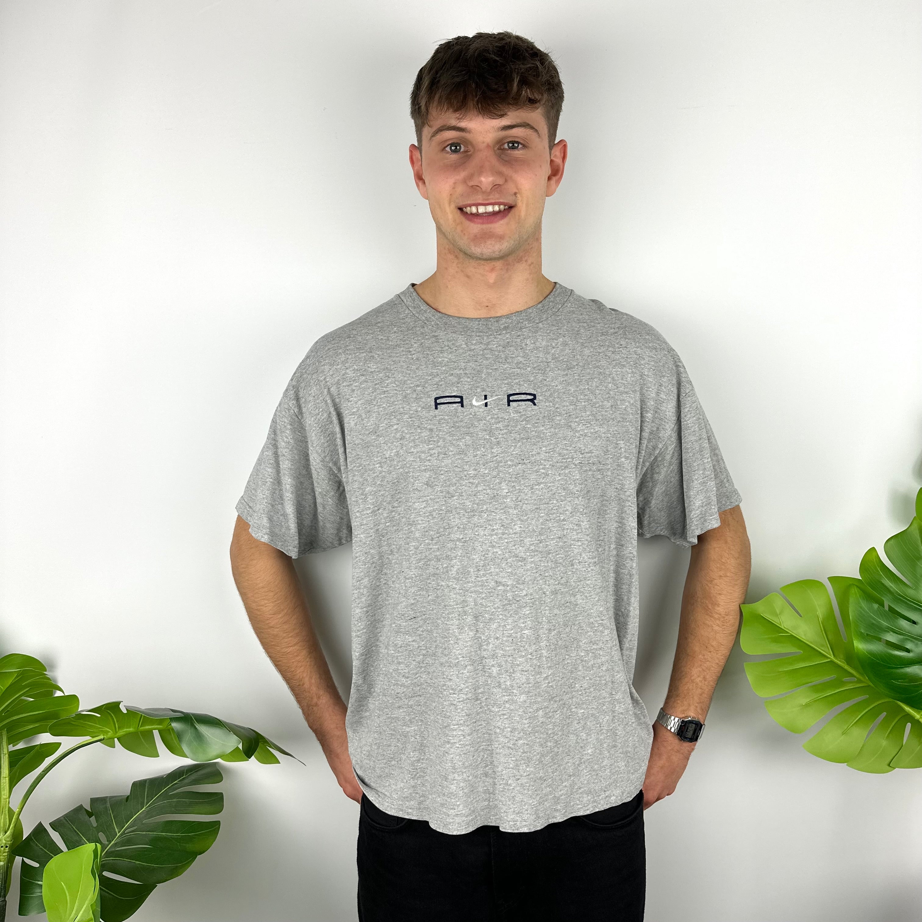 Nike Air Grey Embroidered Spell Out T Shirt (XL)