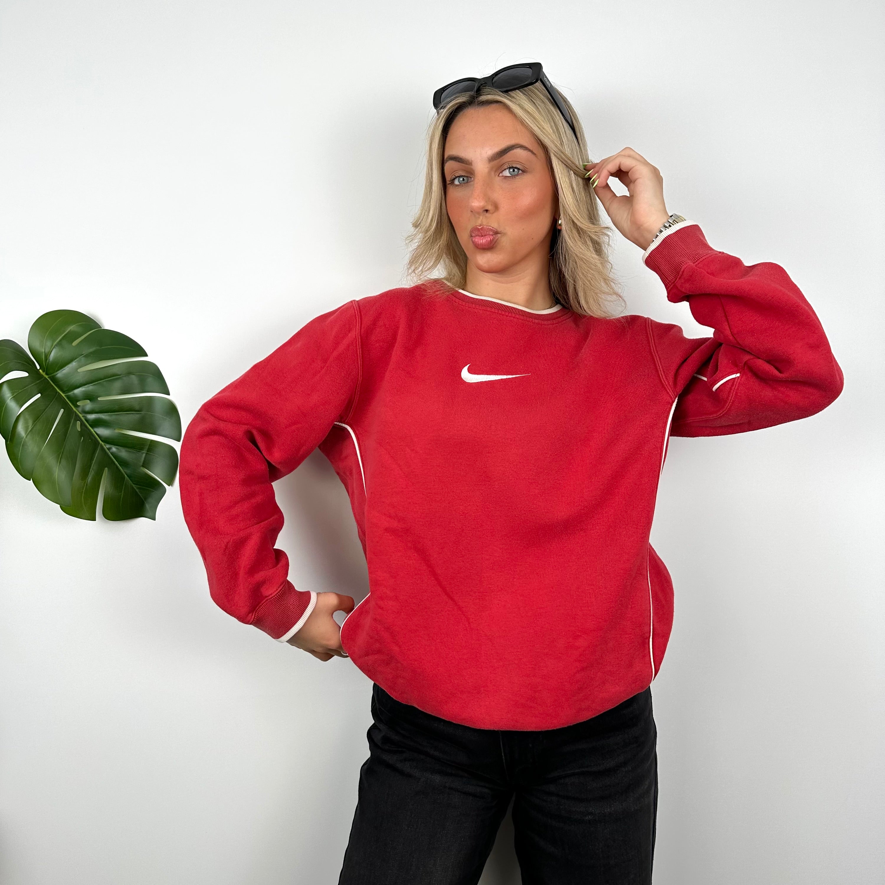 Nike Red Embroidered Swoosh Sweatshirt (M)