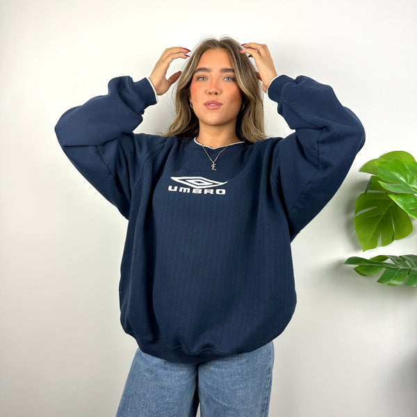 Umbro Navy Embroidered Spell Out Sweatshirt (XL)