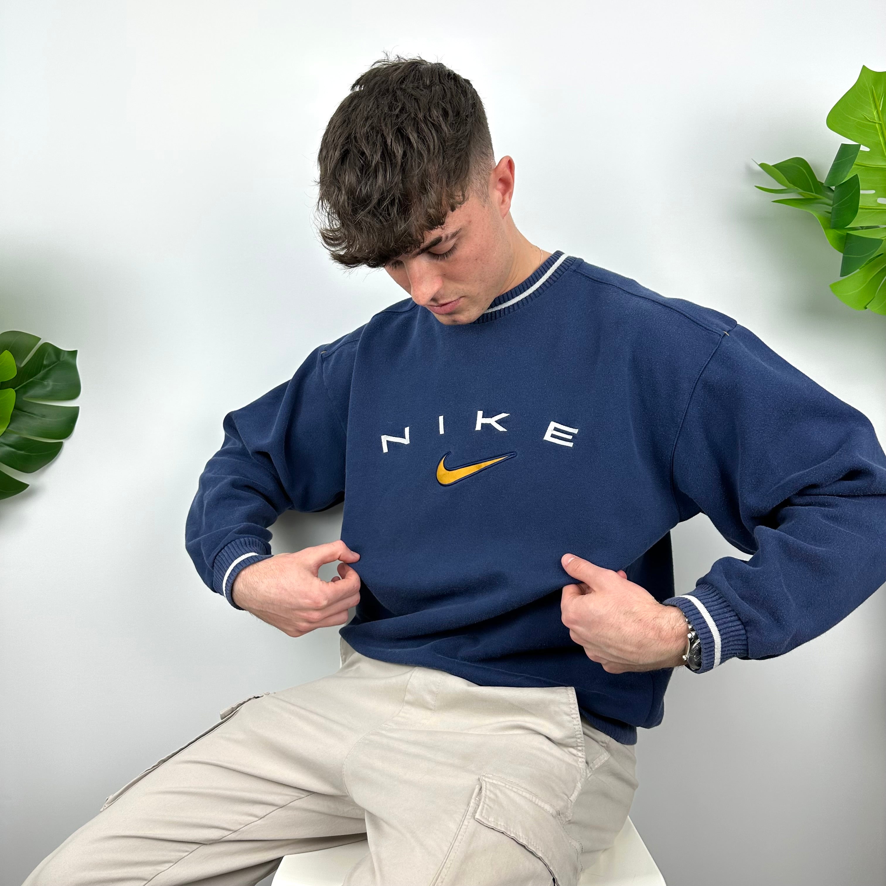 Nike Navy Embroidered Spell Out Sweatshirt (M)