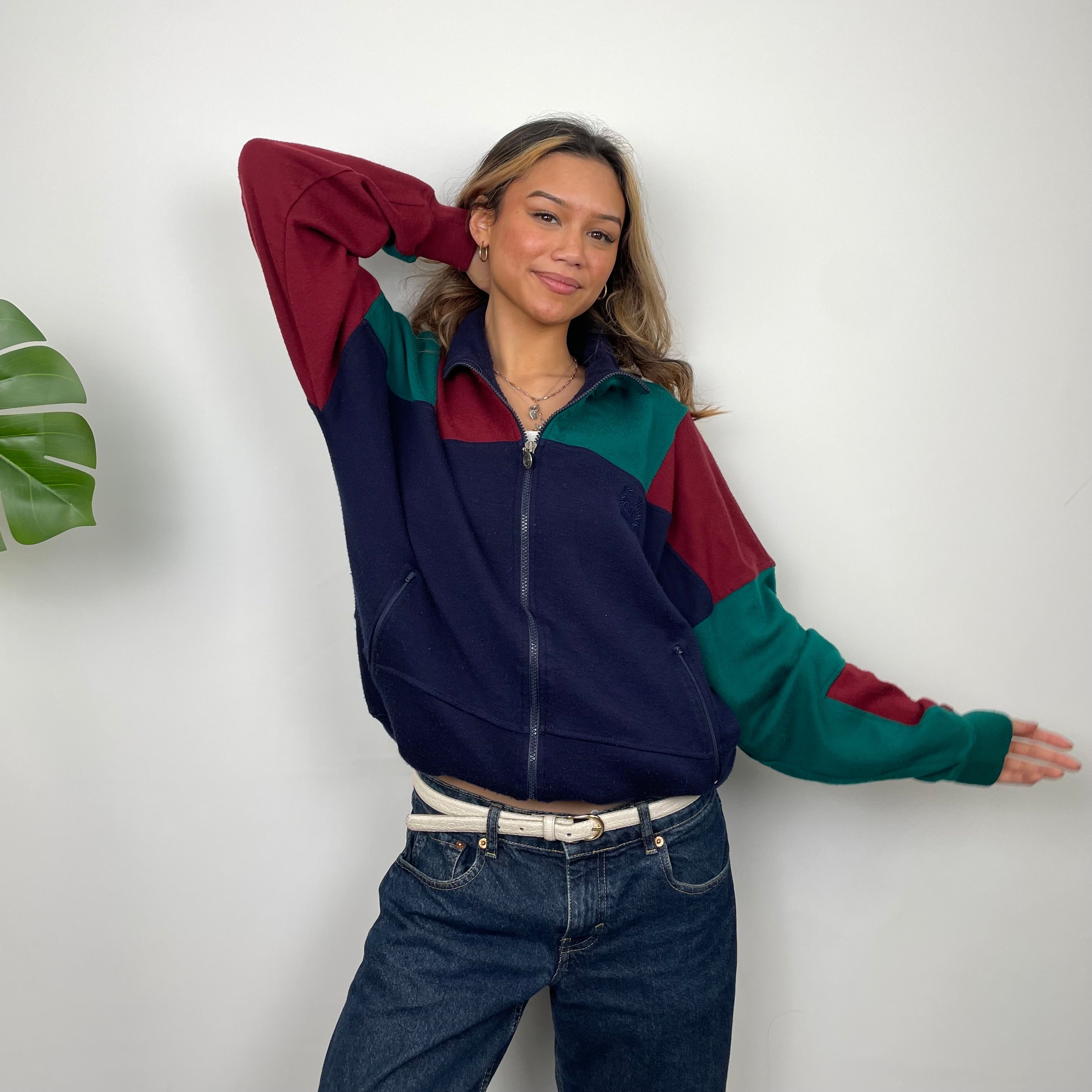 Christian Dior Navy Embroidered Spell Out Zip Up Jacket (S)