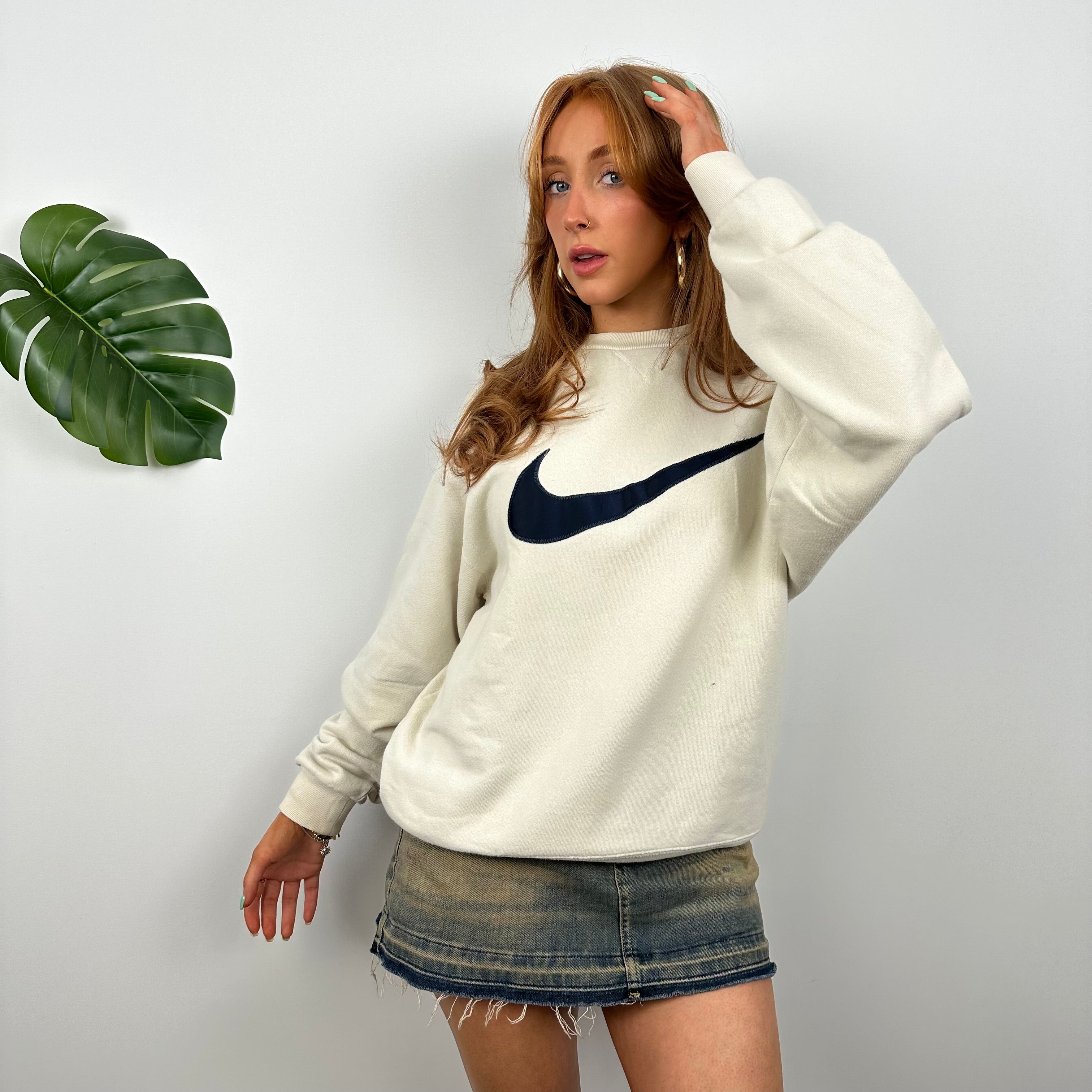 Nike Cream Embroidered Swoosh Sweatshirt (S)