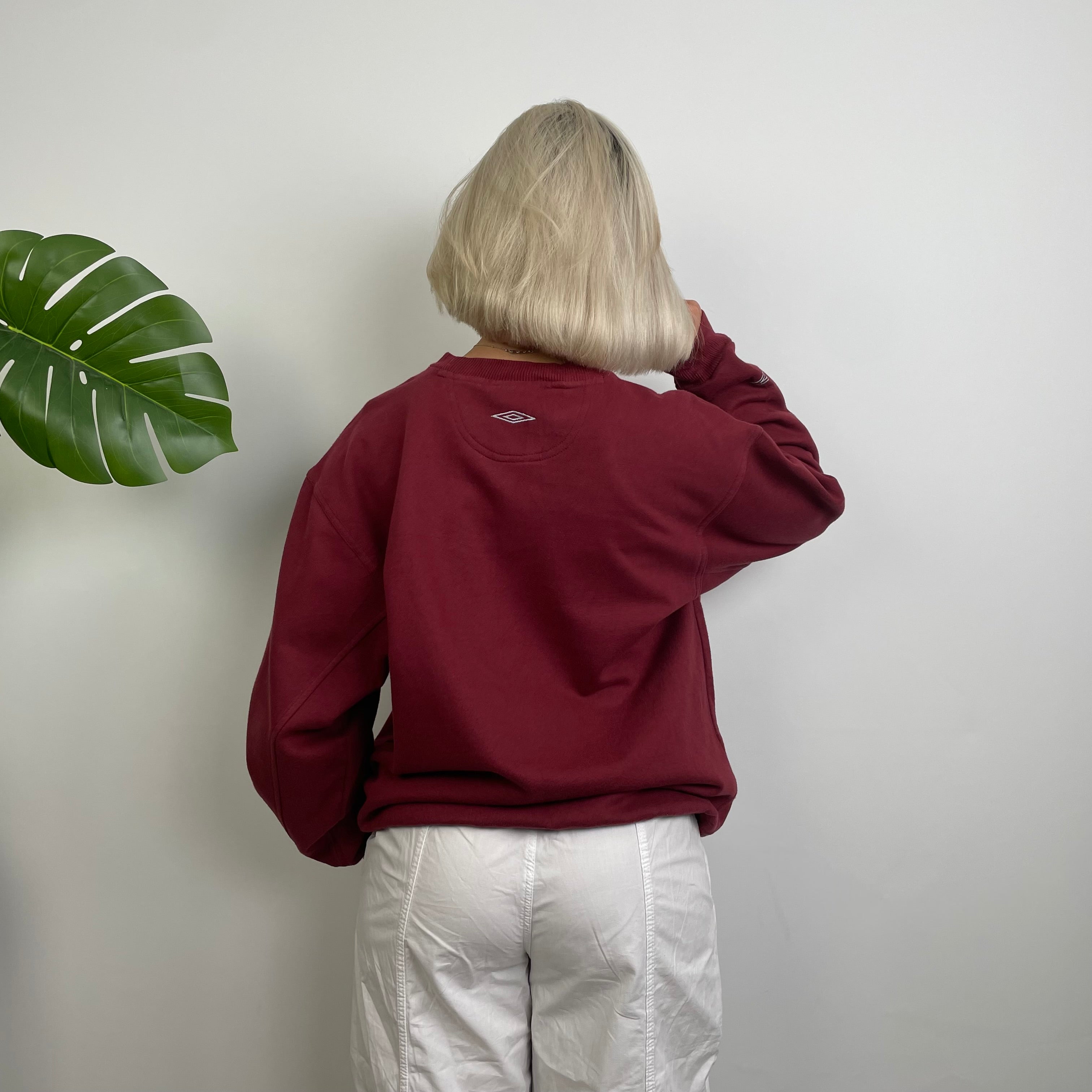 Umbro RARE Maroon Embroidered Spell Out Sweatshirt (L)