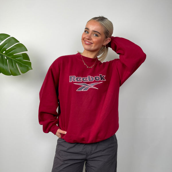 Reebok Red Embroidered Spell Out Sweatshirt (S)