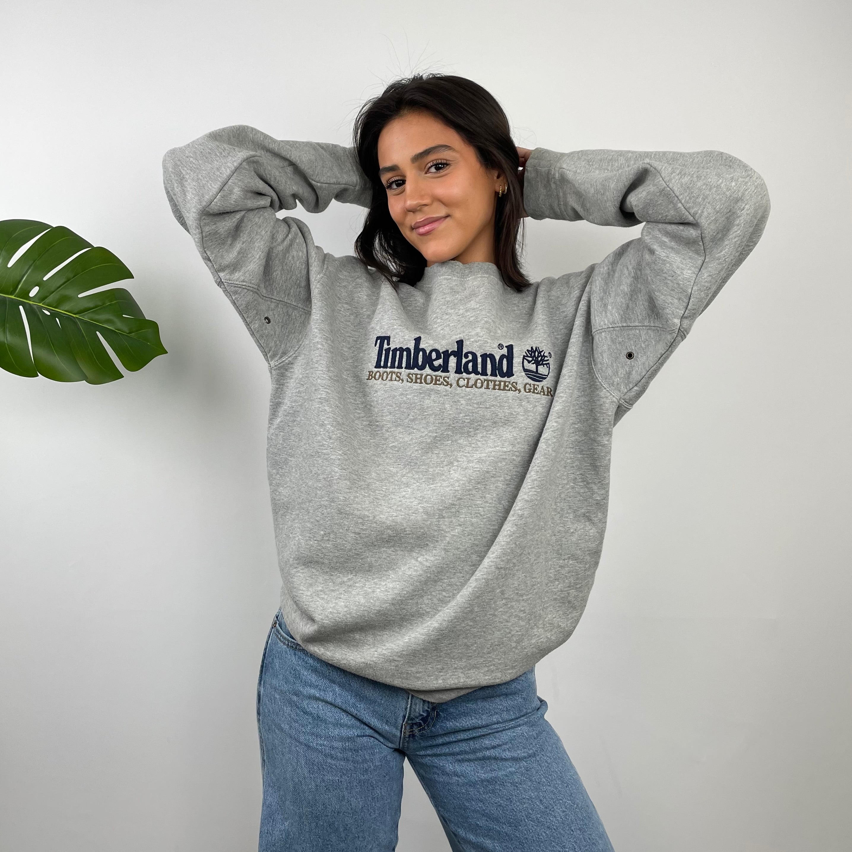 Timberland Grey Embroidered Spell Out Sweatshirt (L)