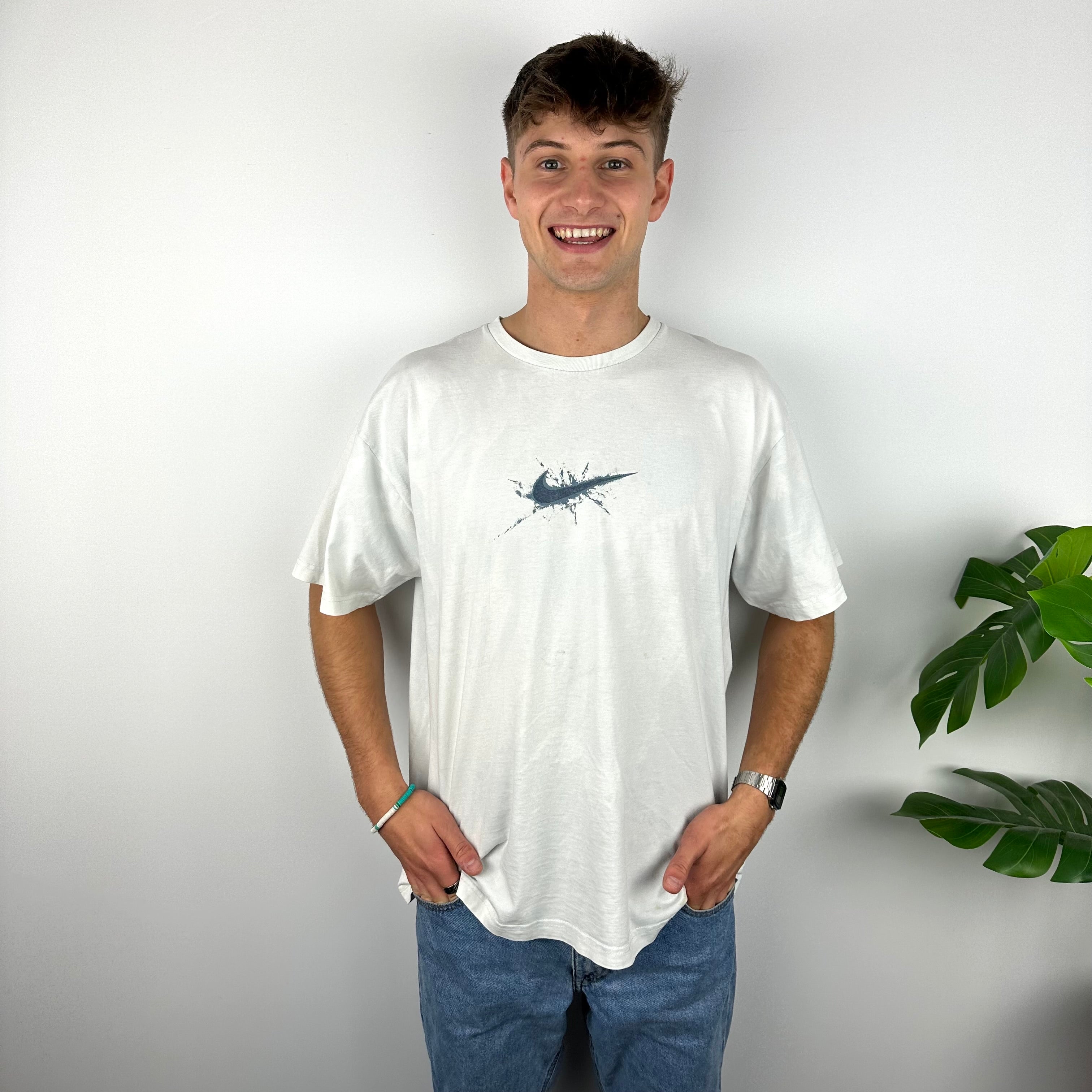 Nike RARE White Swoosh T Shirt (XXL)