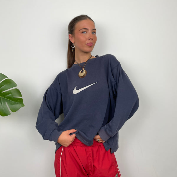 Nike Navy Embroidered Swoosh Sweatshirt (S)