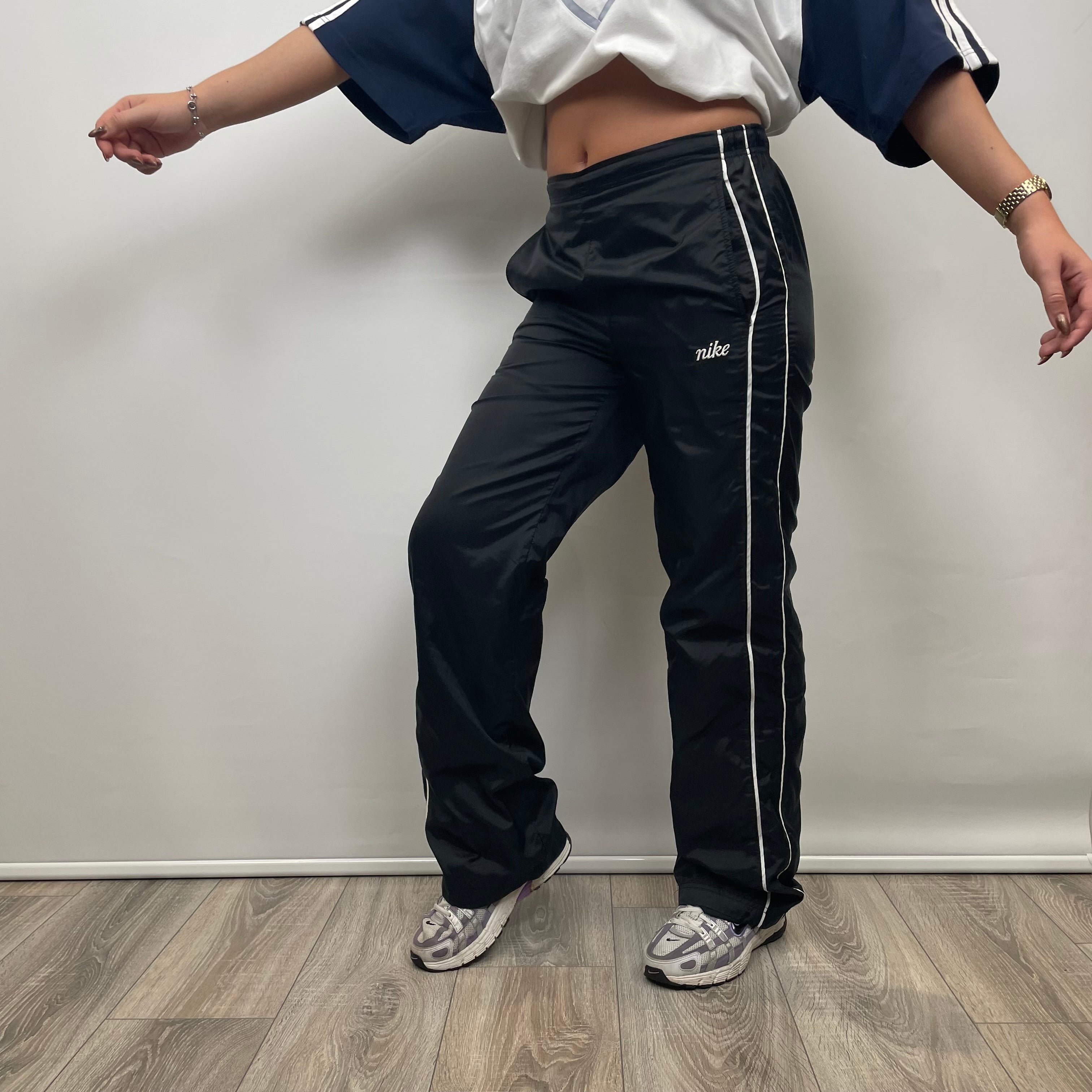 Nike Black Embroidered Spell Out Track Pants (S)