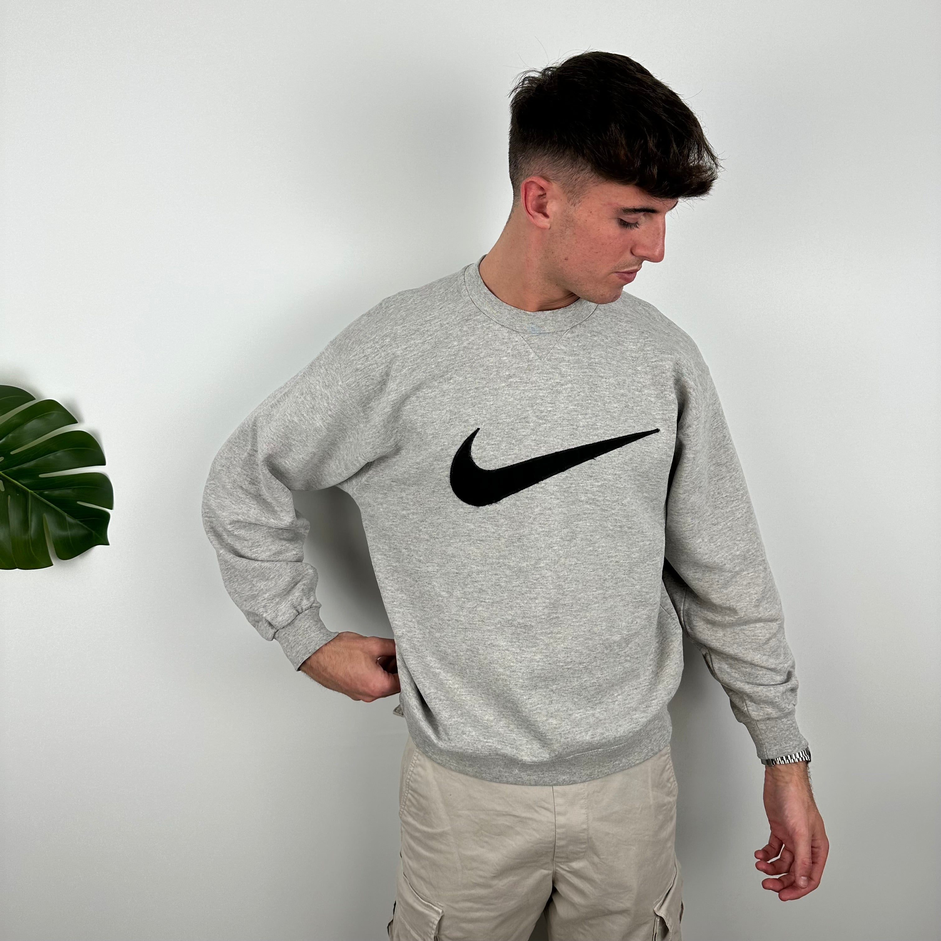 Nike Grey Embroidered Swoosh Sweatshirt (M)