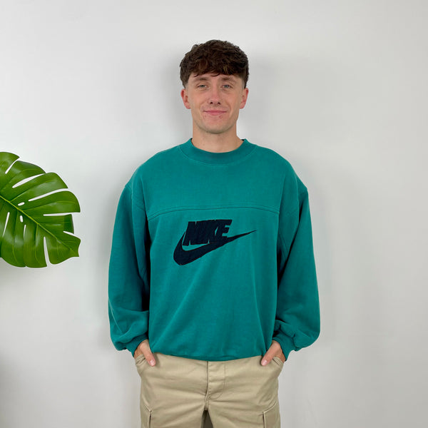 Nike Green Embroidered Spell Out Sweatshirt (M)