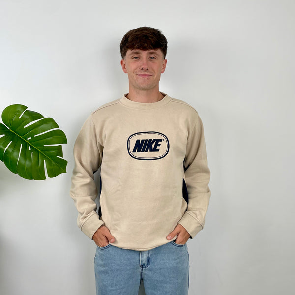 Nike Cream Embroidered Spell Out Sweatshirt (M)
