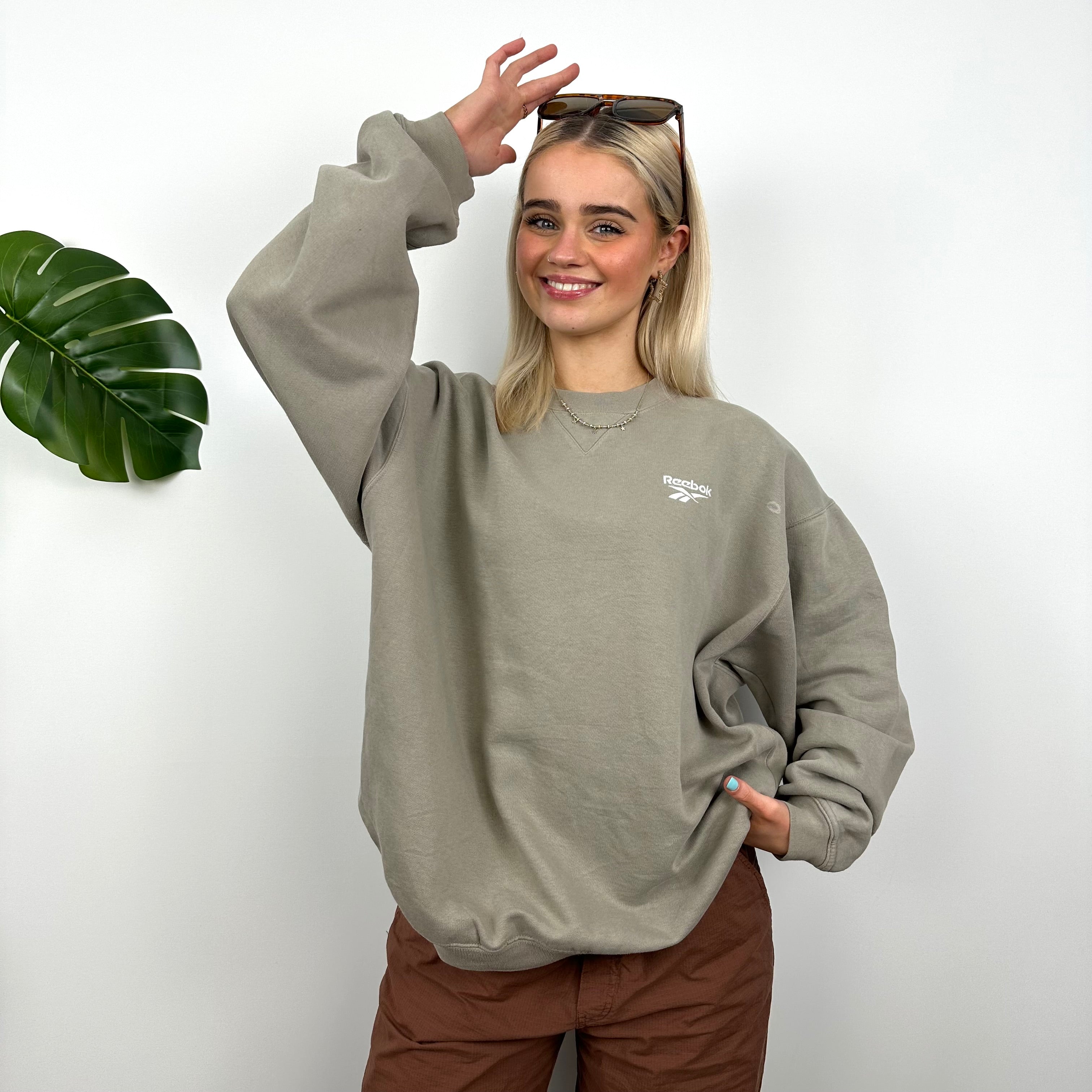 Reebok Brown Embroidered Spell Out Sweatshirt (L)