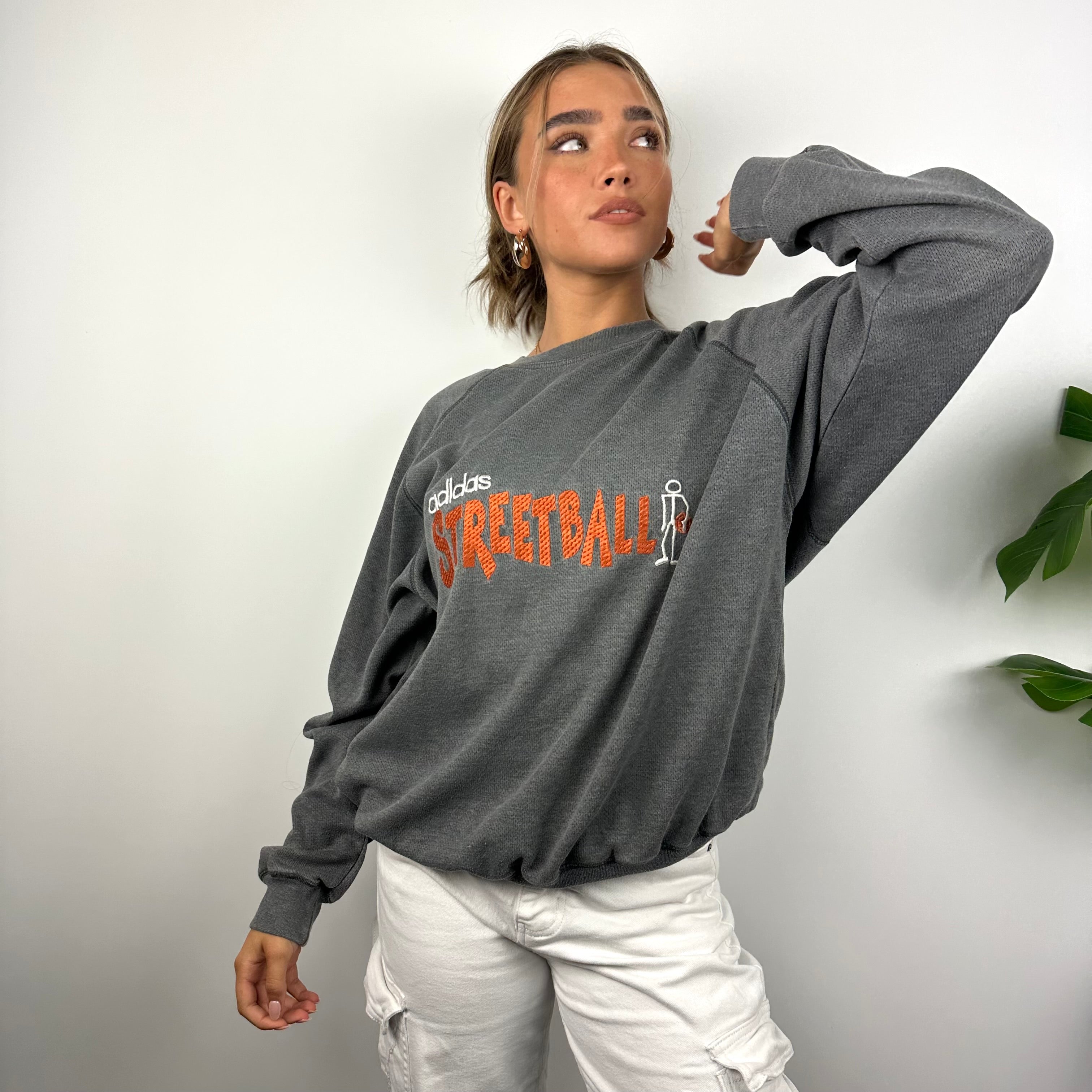 Adidas X Streetball RARE Grey Embroidered Spell Out Sweatshirt (M)