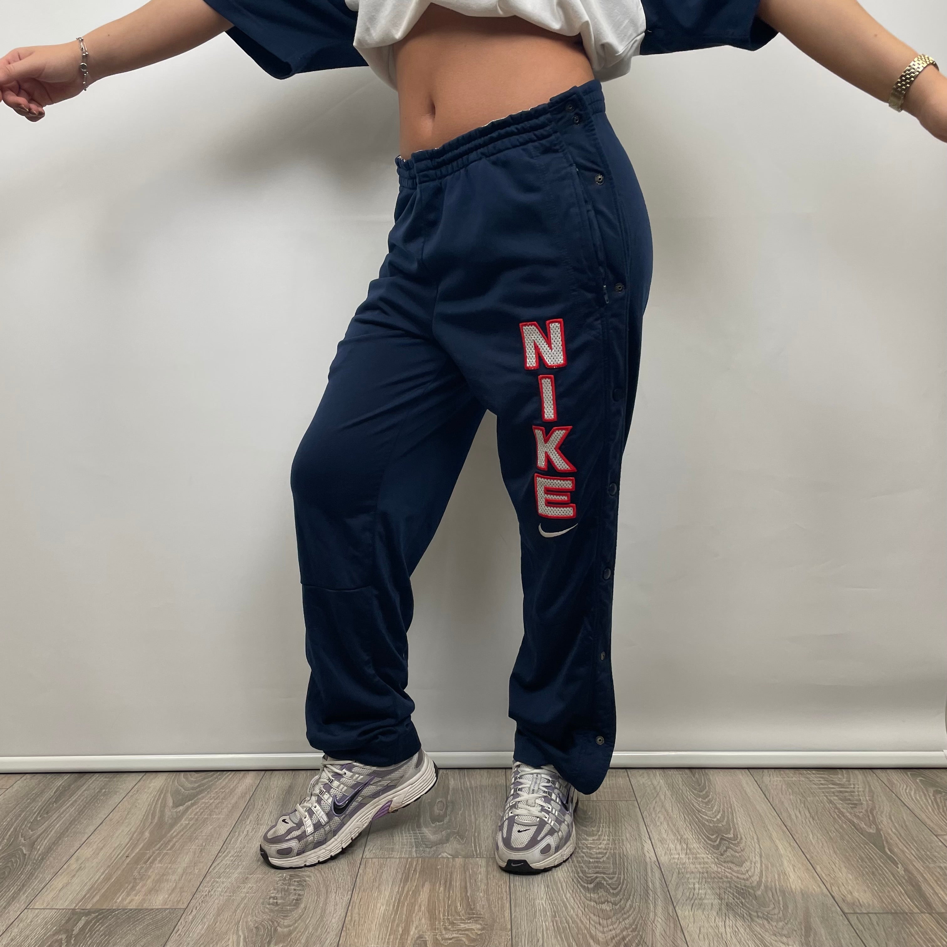 Nike Navy Embroidered Spell Out Track Pants (L)