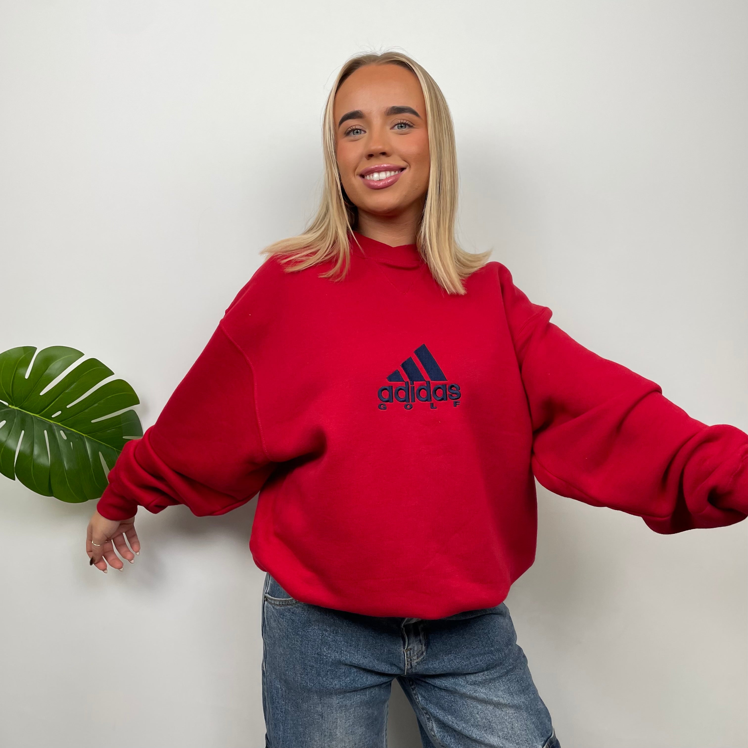 Adidas Golf RARE Red Embroidered Spell Out Sweatshirt (L)