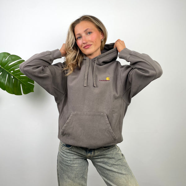 Carhartt RARE Brown Embroidered Logo Hoodie (M)