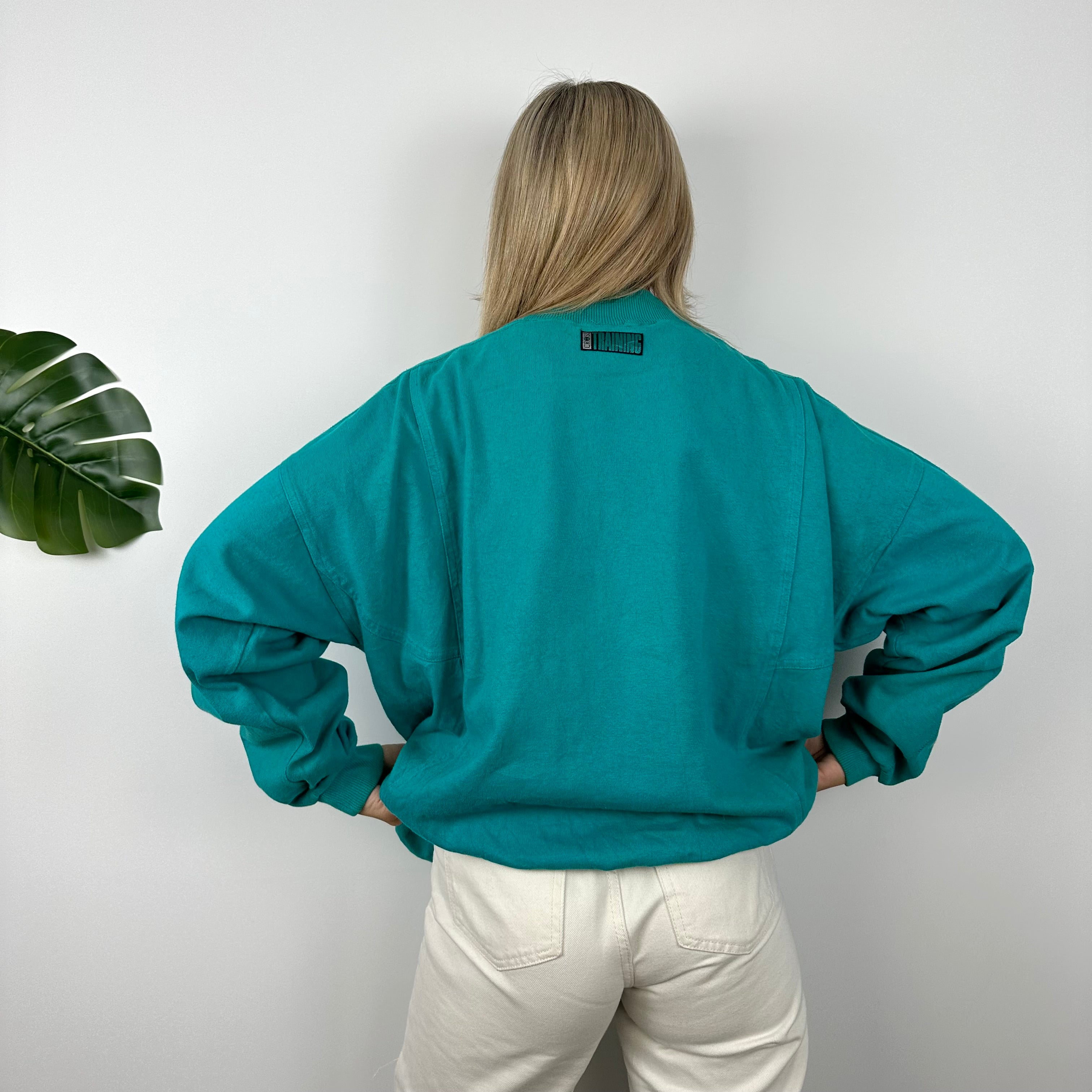 Nike RARE Turquoise Embroidered Spell Out Sweatshirt (L)