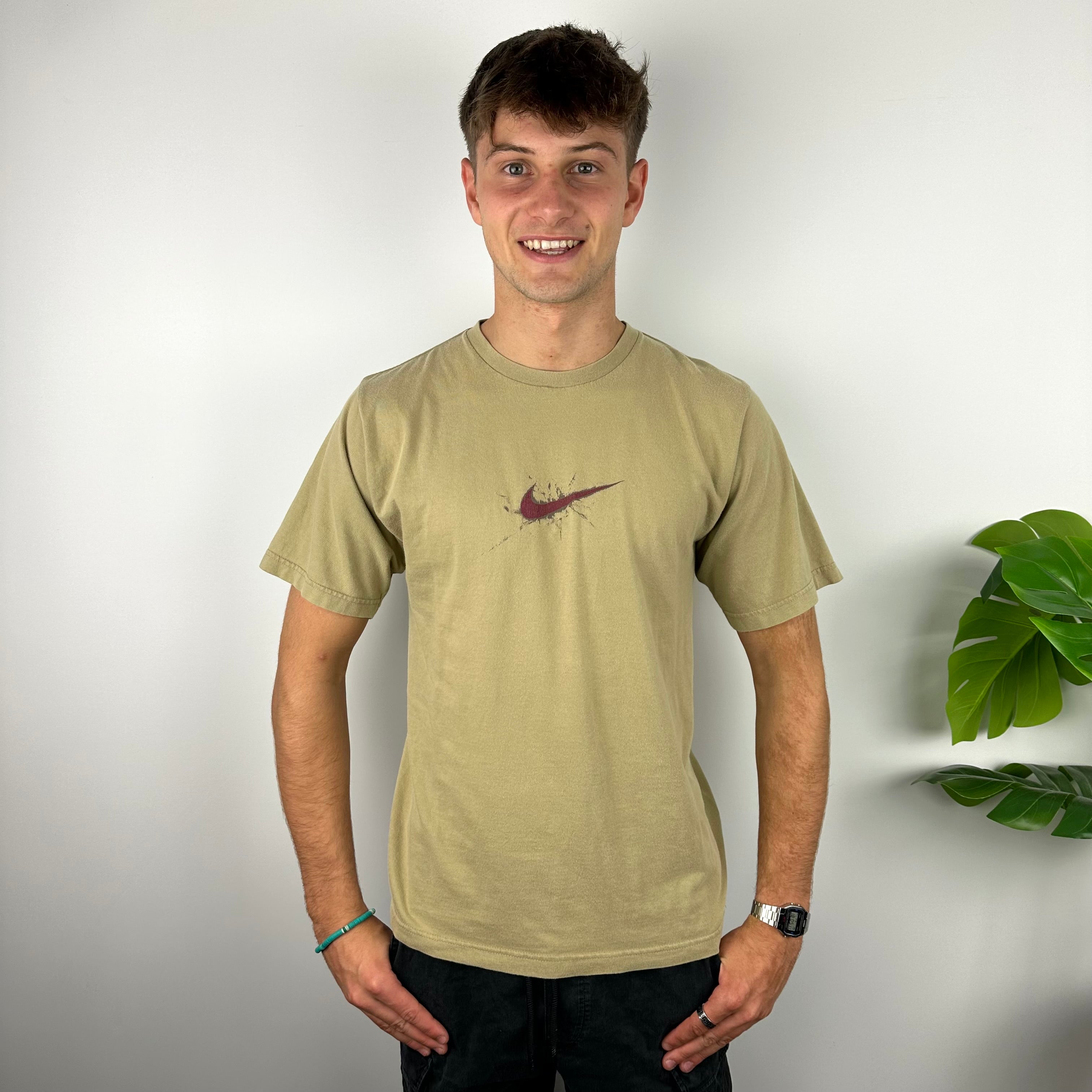 Nike Beige Swoosh T Shirt (M)