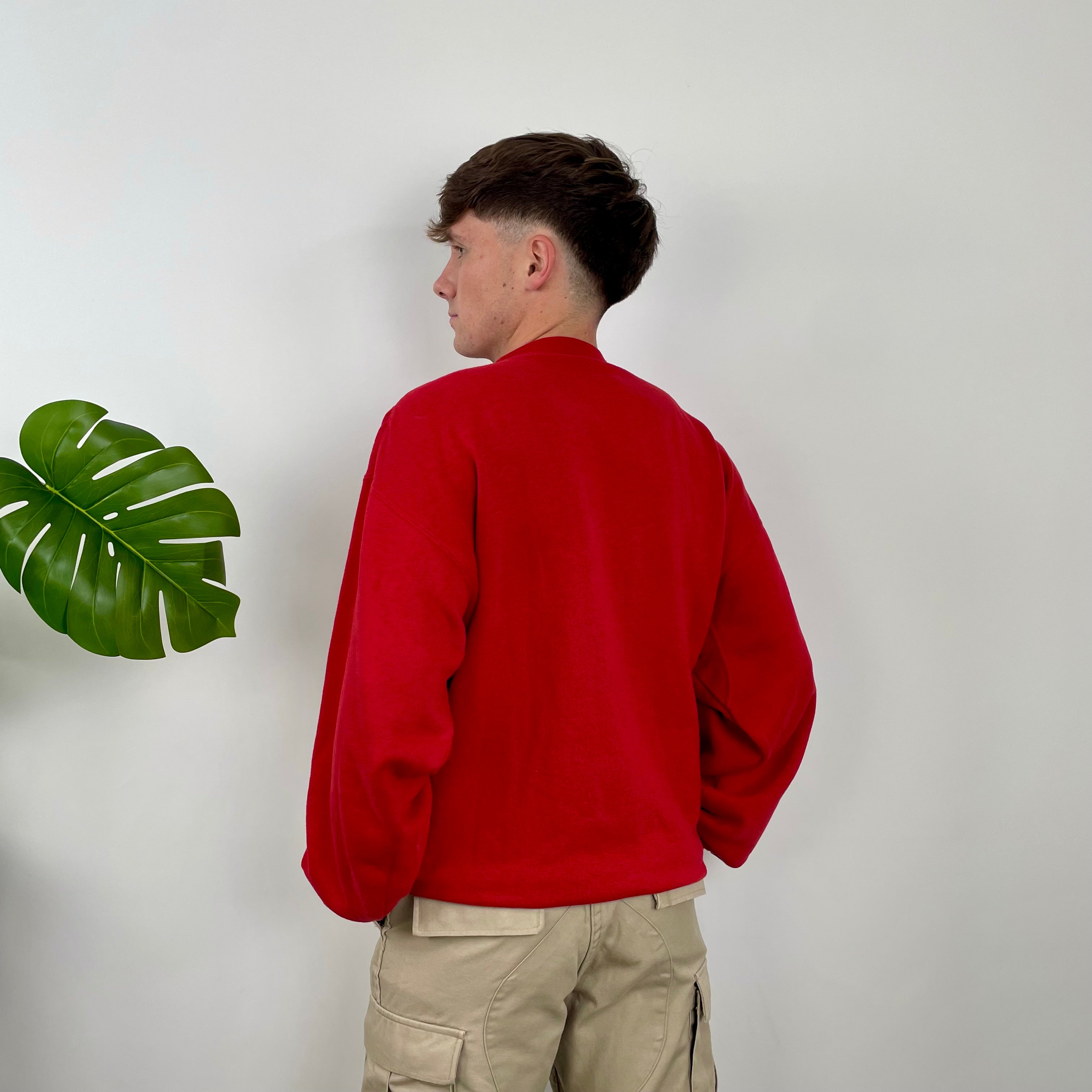 Timberland Red Embroidered Spell Out Sweatshirt (L)