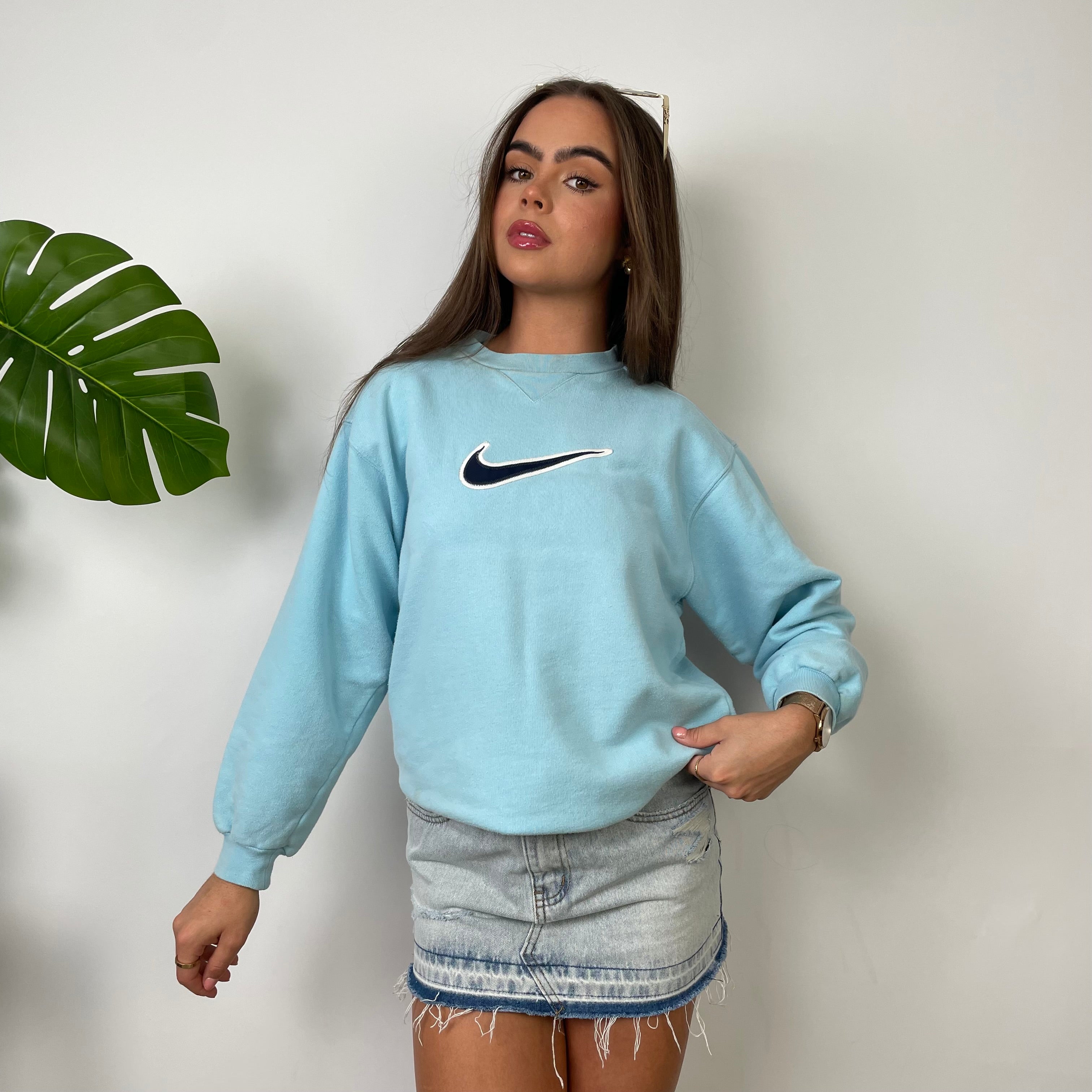 Nike Baby Blue Embroidered Swoosh Sweatshirt (S)