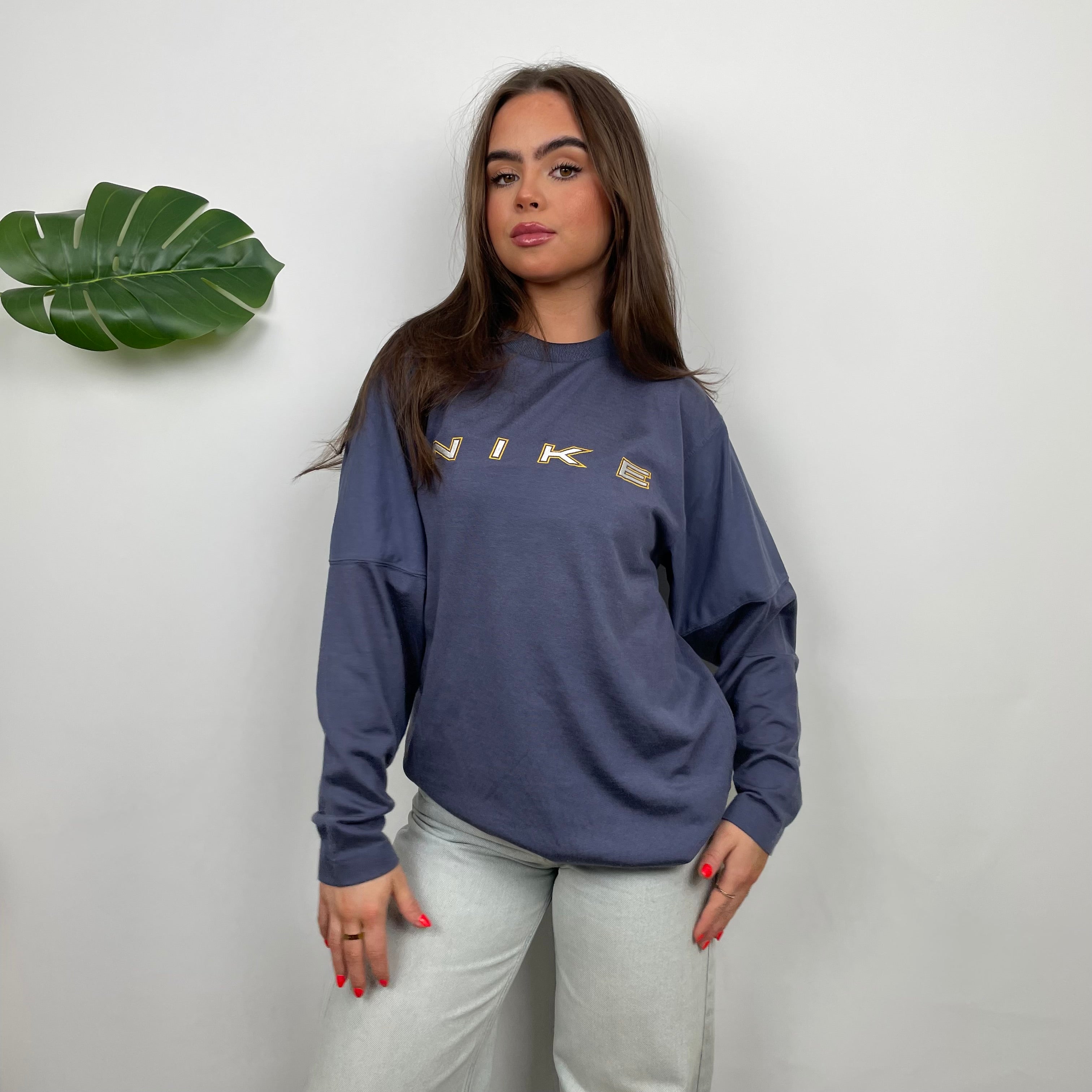 Nike Navy Embroidered Spell Out Sweatshirt (S)