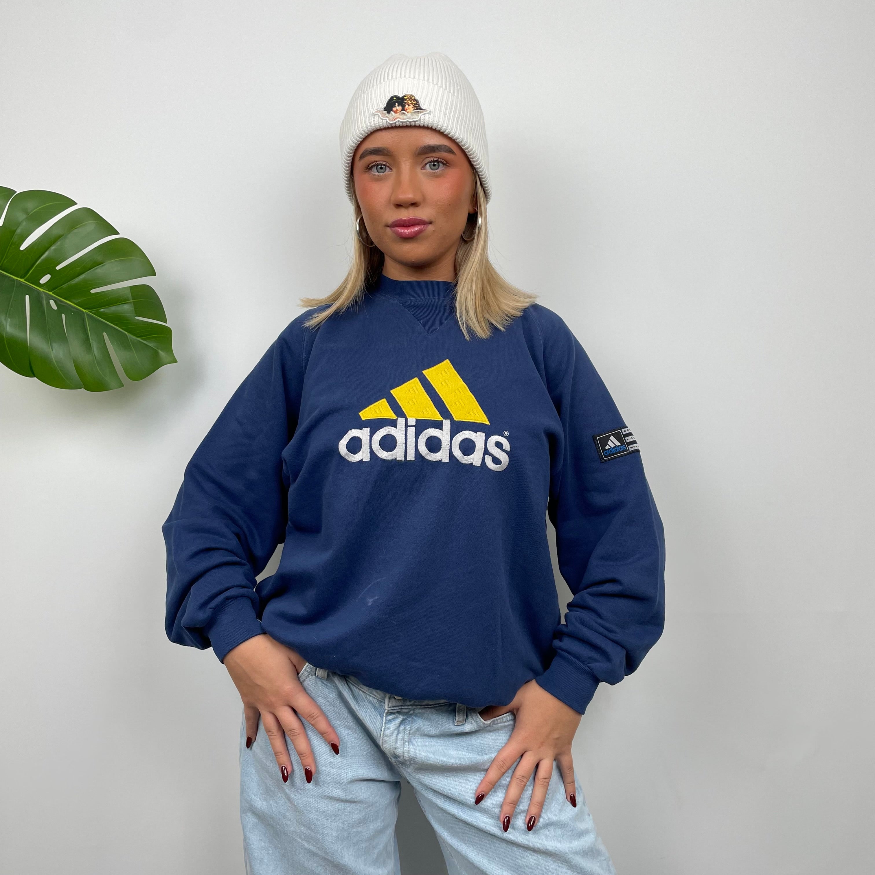 Adidas Navy Embroidered Spell Out Sweatshirt (L)