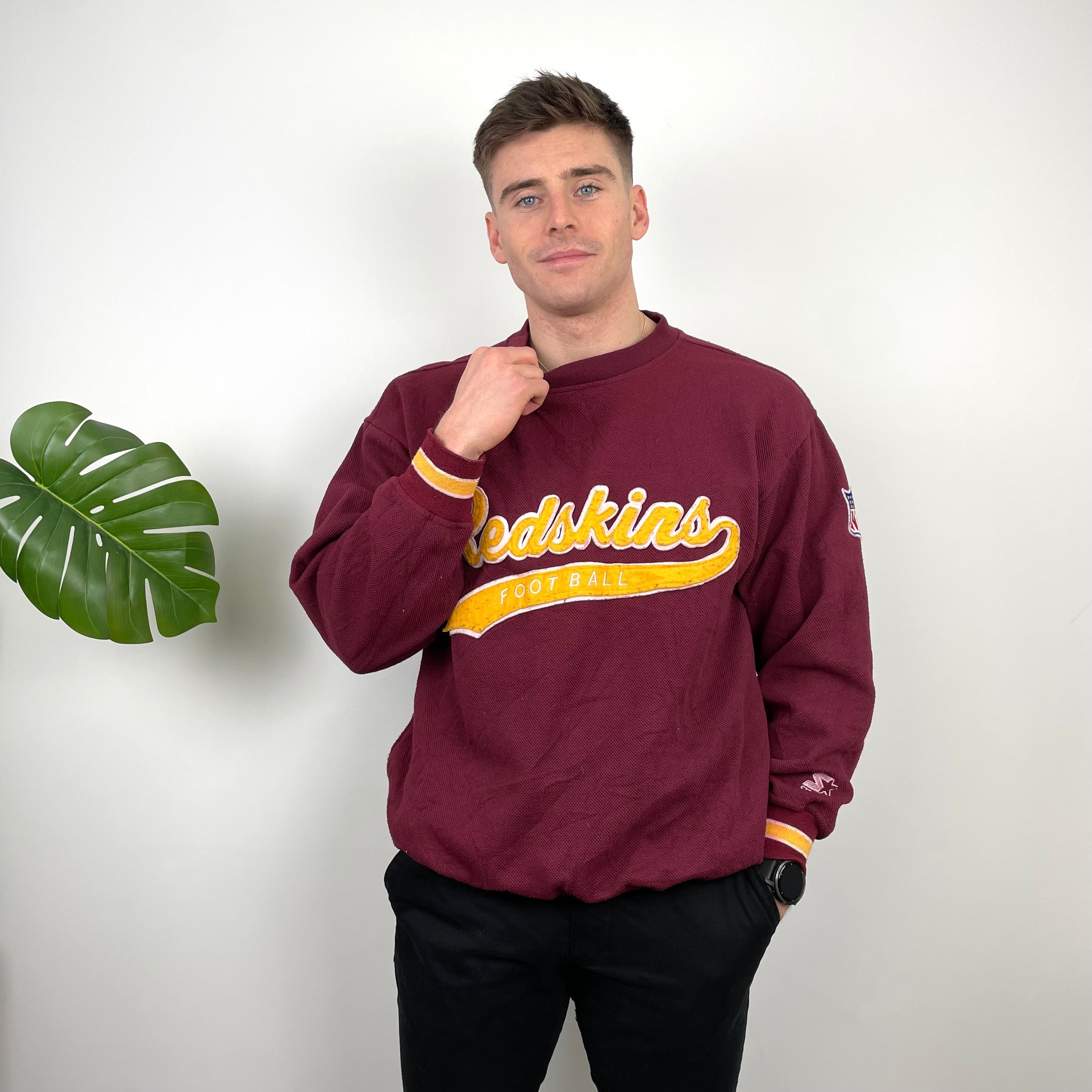 NFL Washington Redskins Red Embroidered Spell Out Sweatshirt (M)