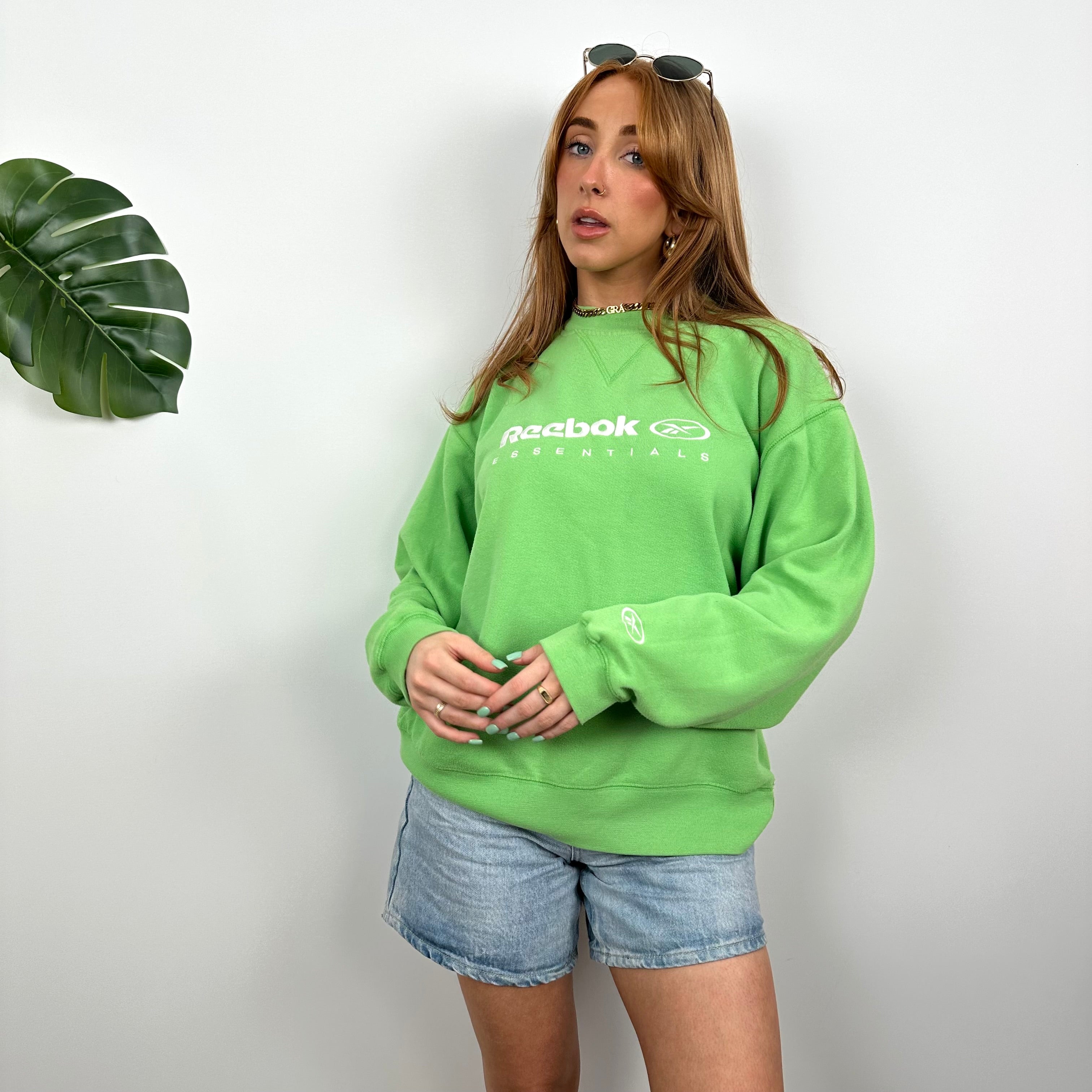 Reebok Membership RARE Green Embroidered Spell Out Sweatshirt (M)