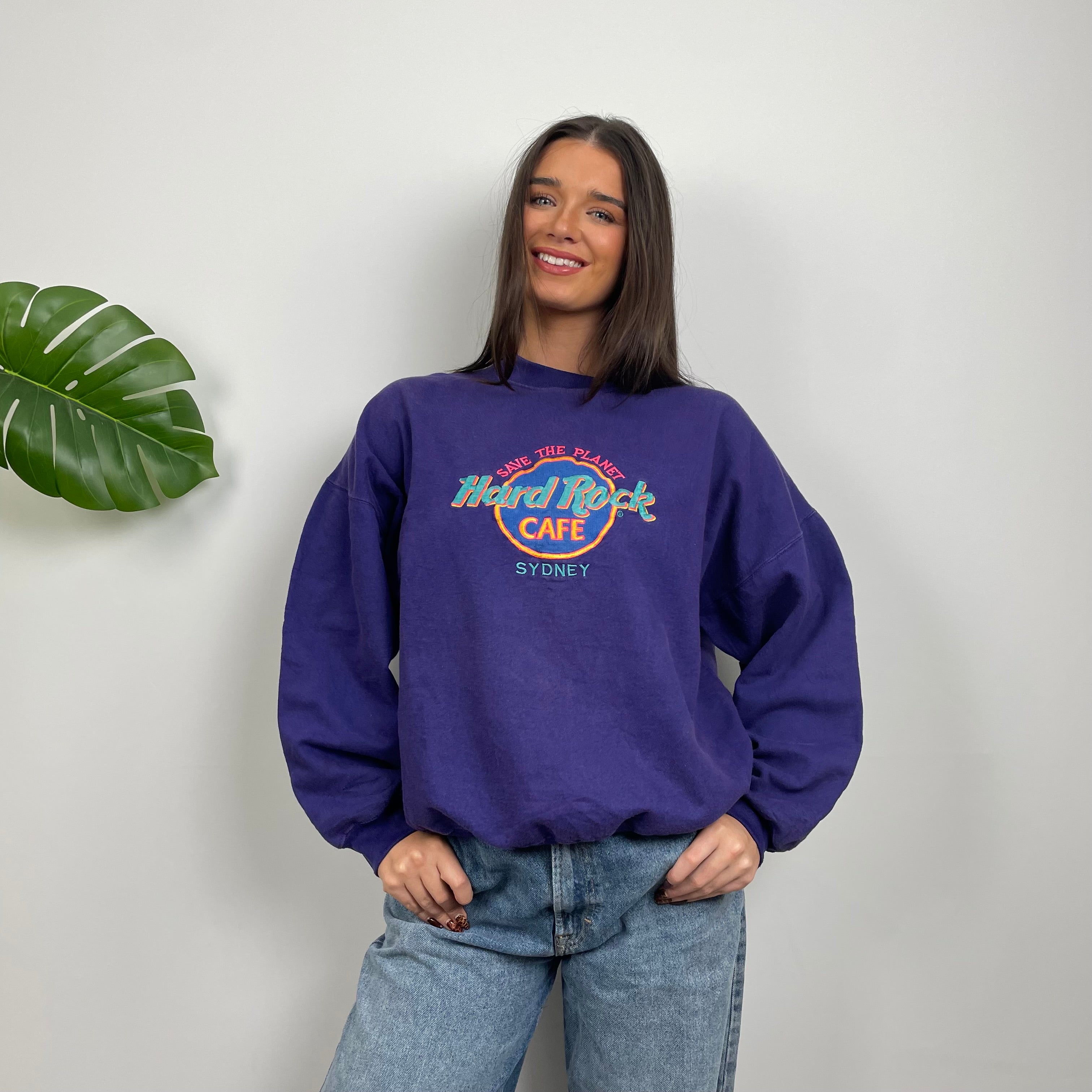 Hard Rock Cafe Sydney Purple Spell Out Sweatshirt (M)