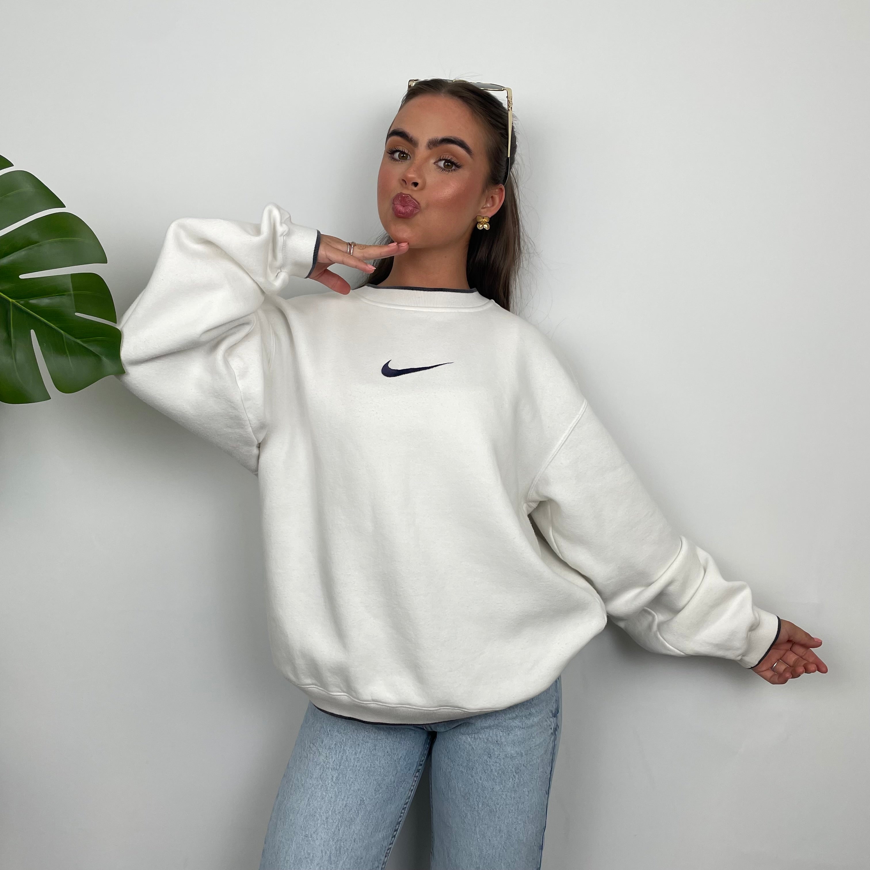 Nike White Embroidered Centre Swoosh Sweatshirt (S)