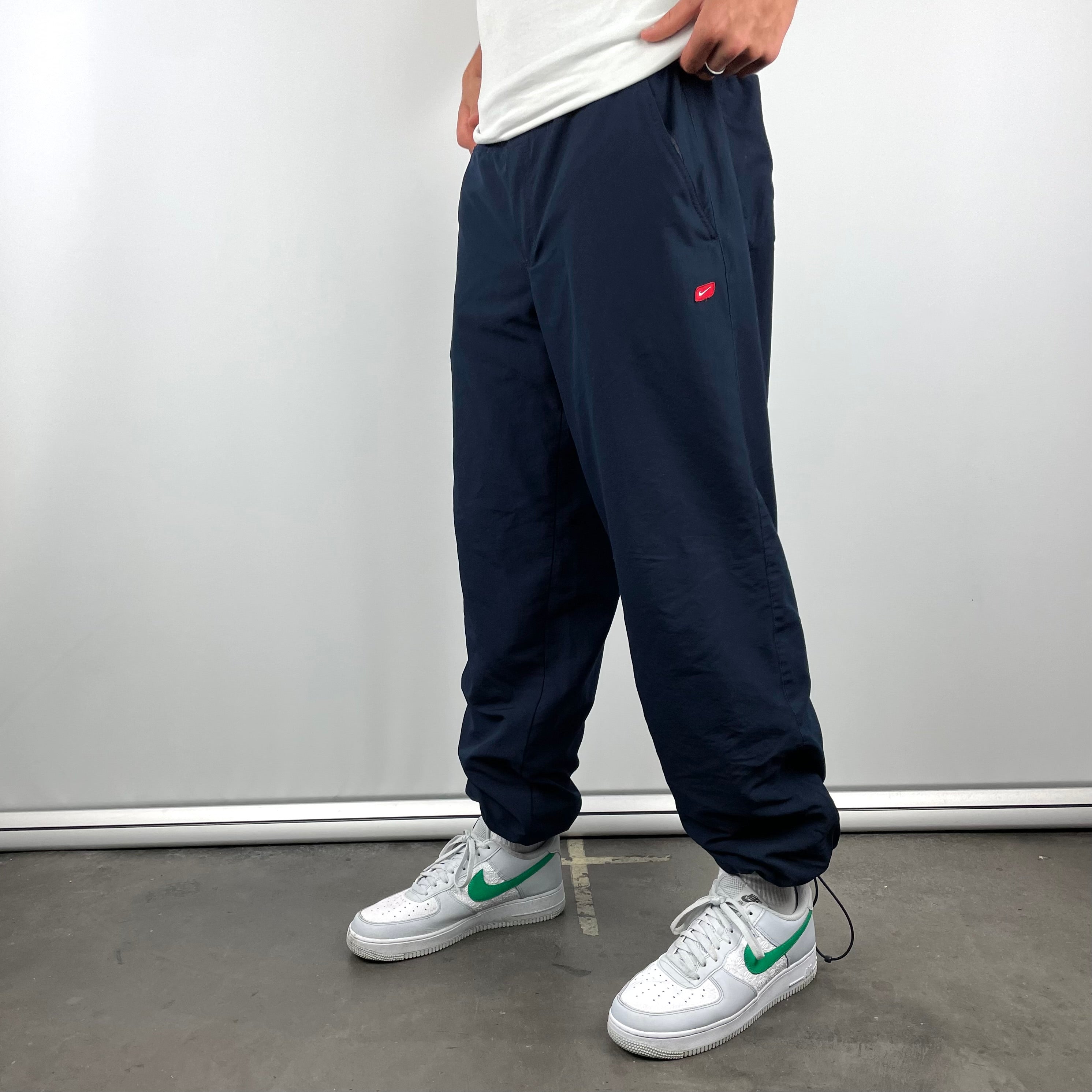 Nike Navy Embroidered Swoosh Track Pants (L)