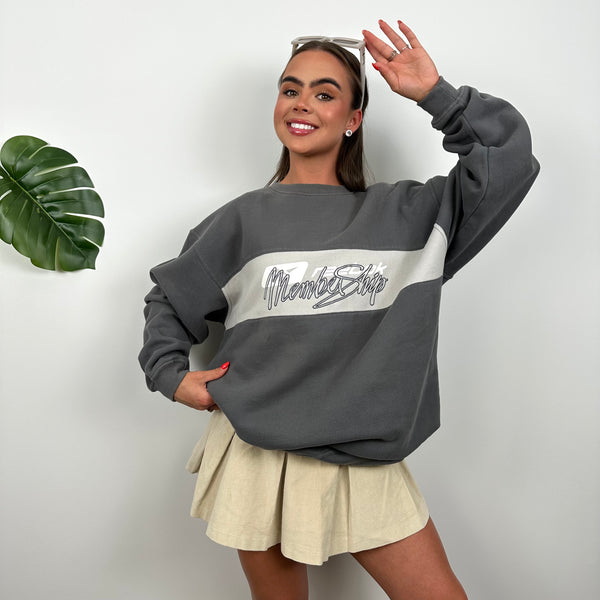 Reebok Grey Embroidered Spell Out Sweatshirt (L)