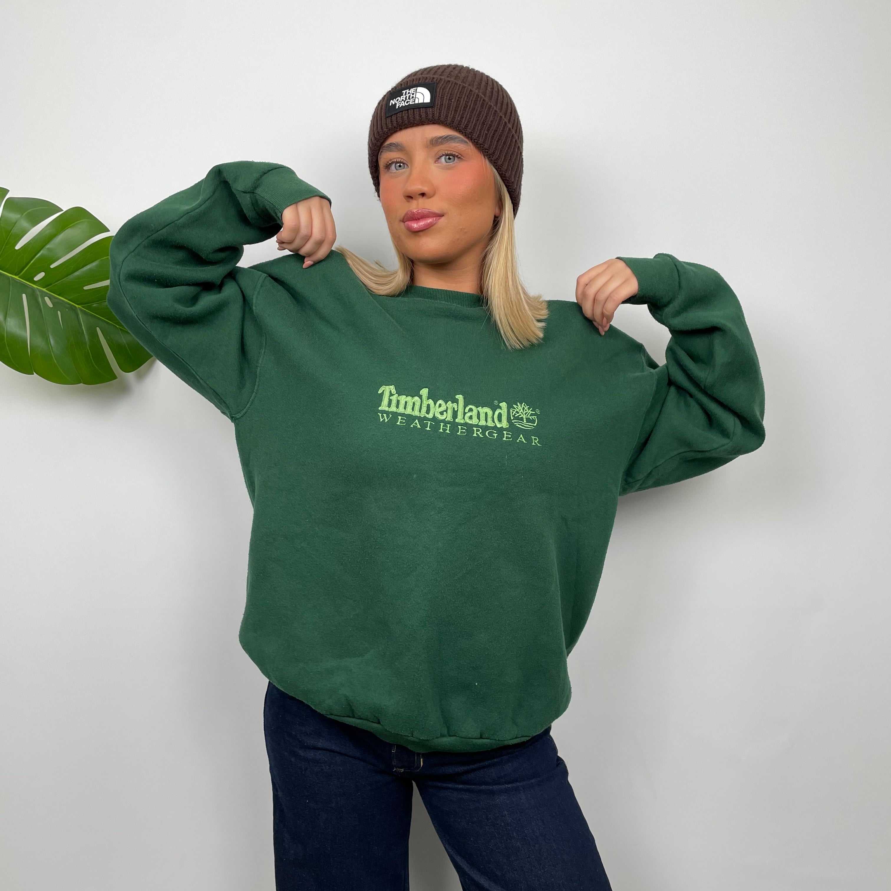 Timberland Green Embroidered Spell Out Sweatshirt (M)