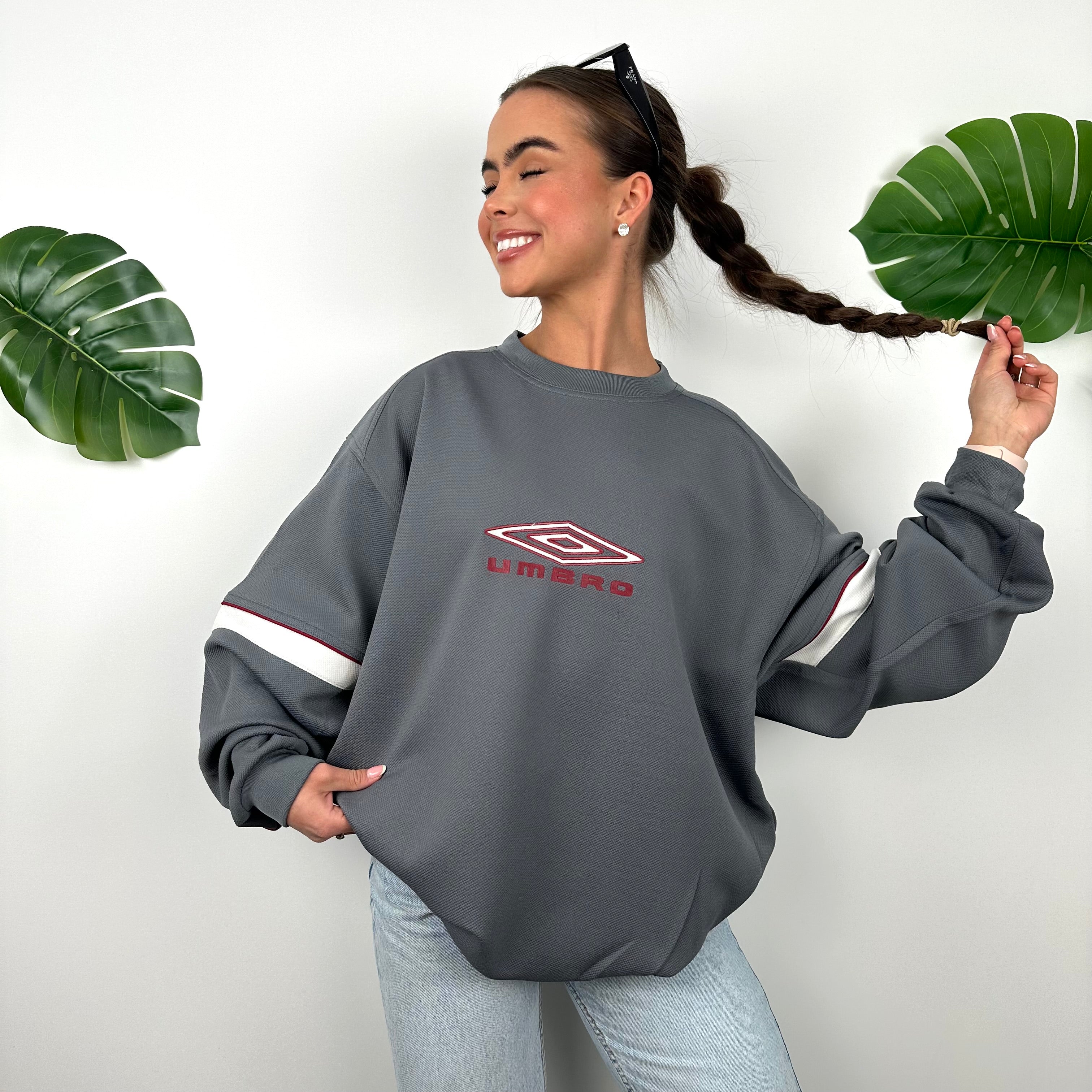 Umbro Grey Embroidered Spell Out Sweatshirt (XXL)