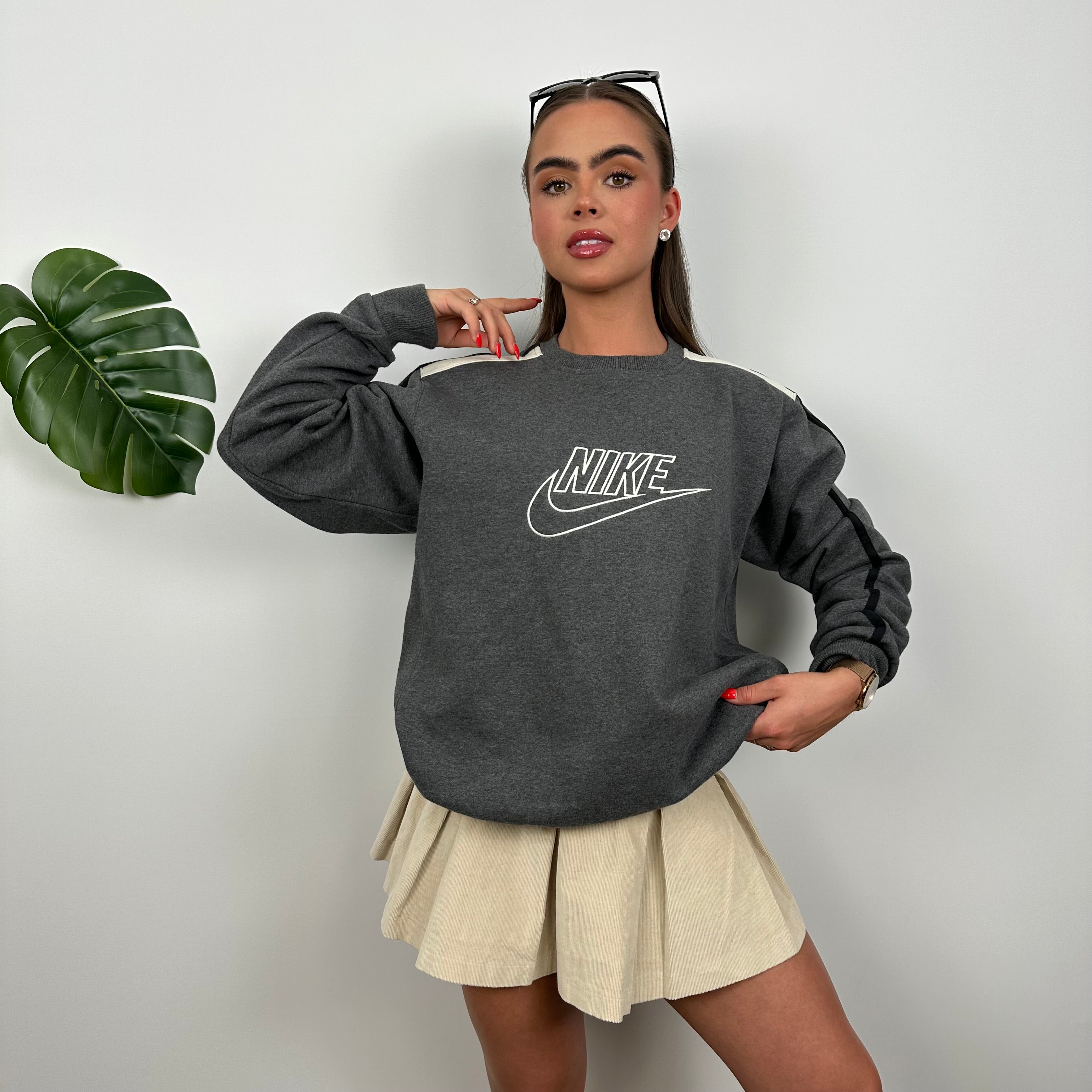 Nike Grey Embroidered Spell Out Sweatshirt (L)