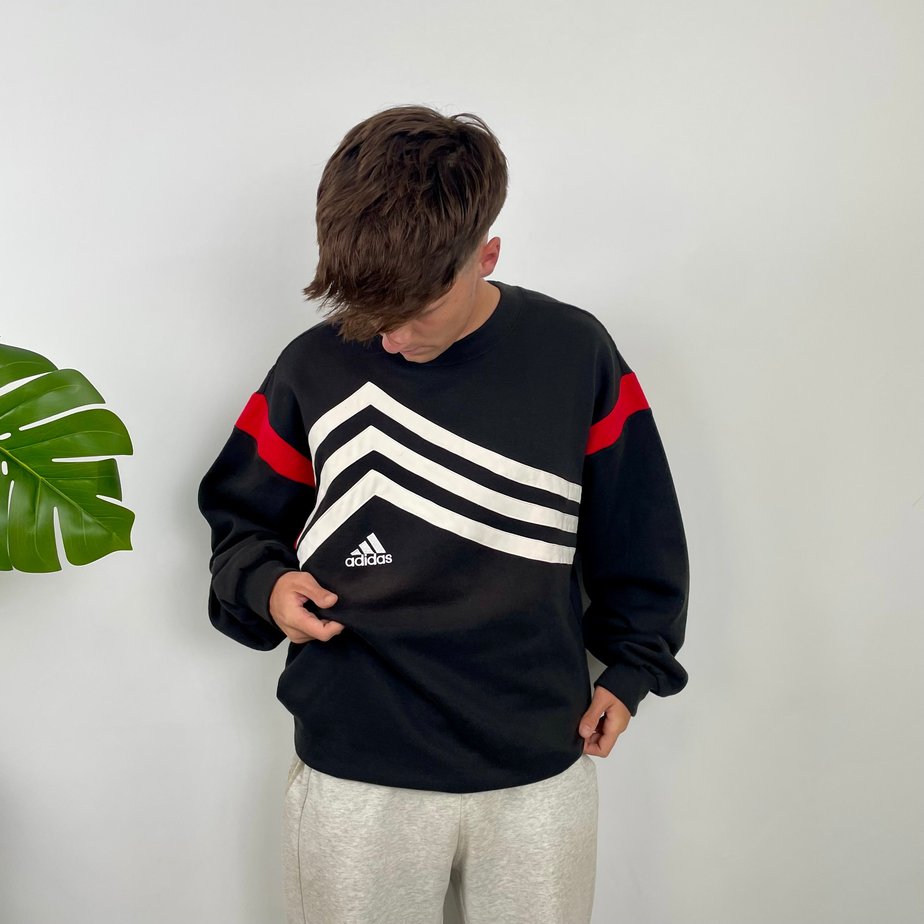 Adidas RARE Black Embroidered Spell Out Sweatshirt (XL)
