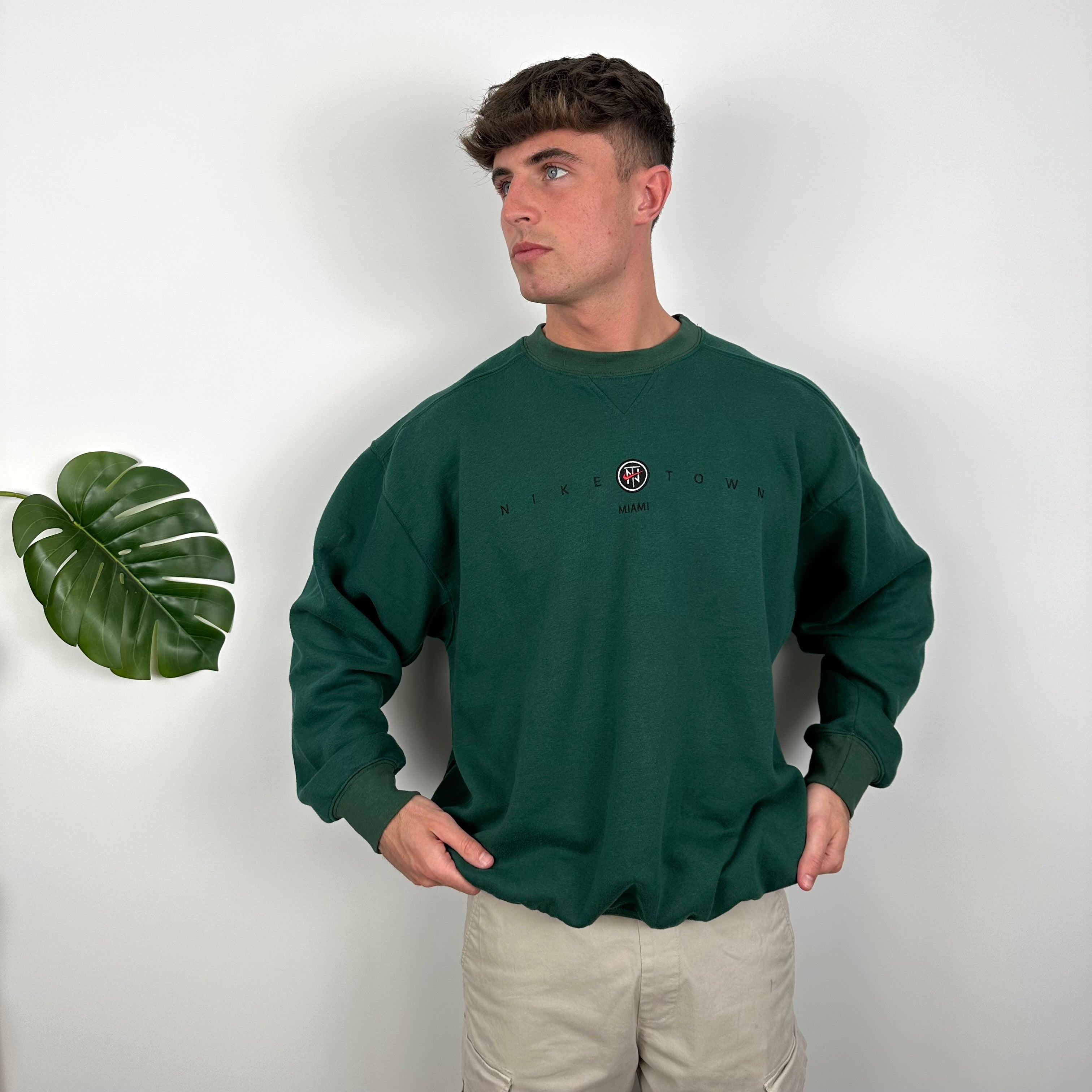 Nike Town Miami Green Embroidered Spell Out Sweatshirt (L)