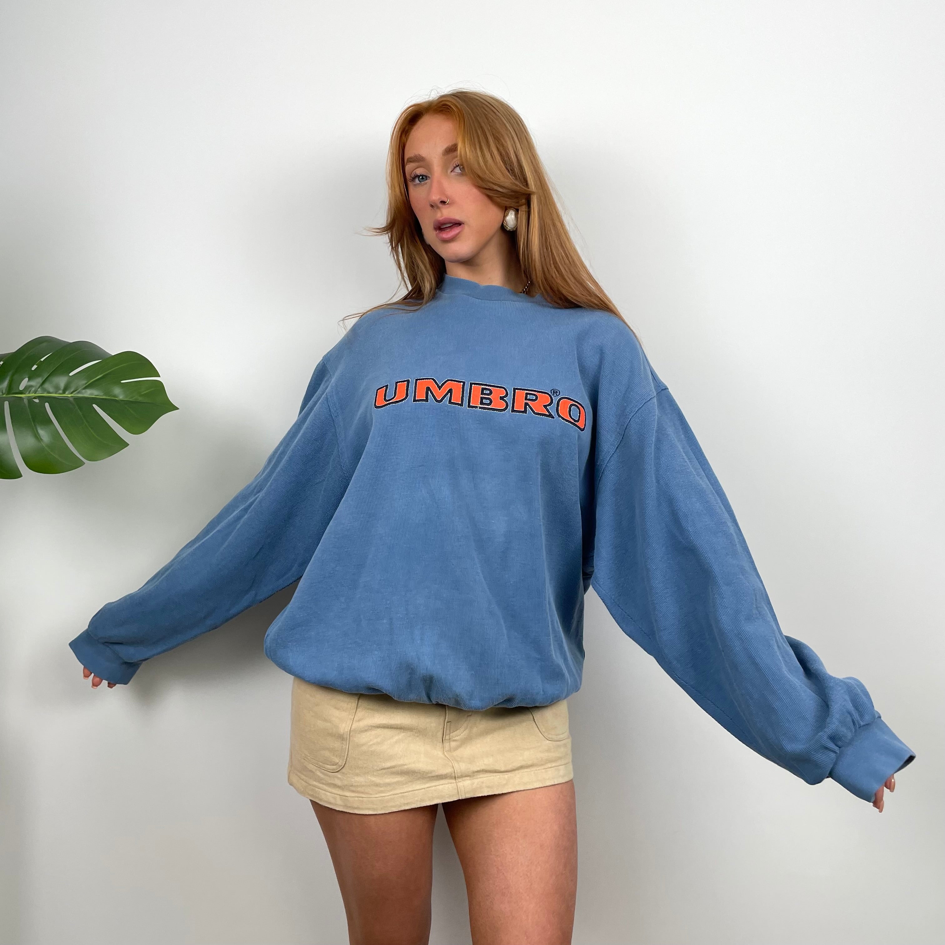 Umbro RARE Baby Blue Embroidered Spell Out Sweatshirt (XL)